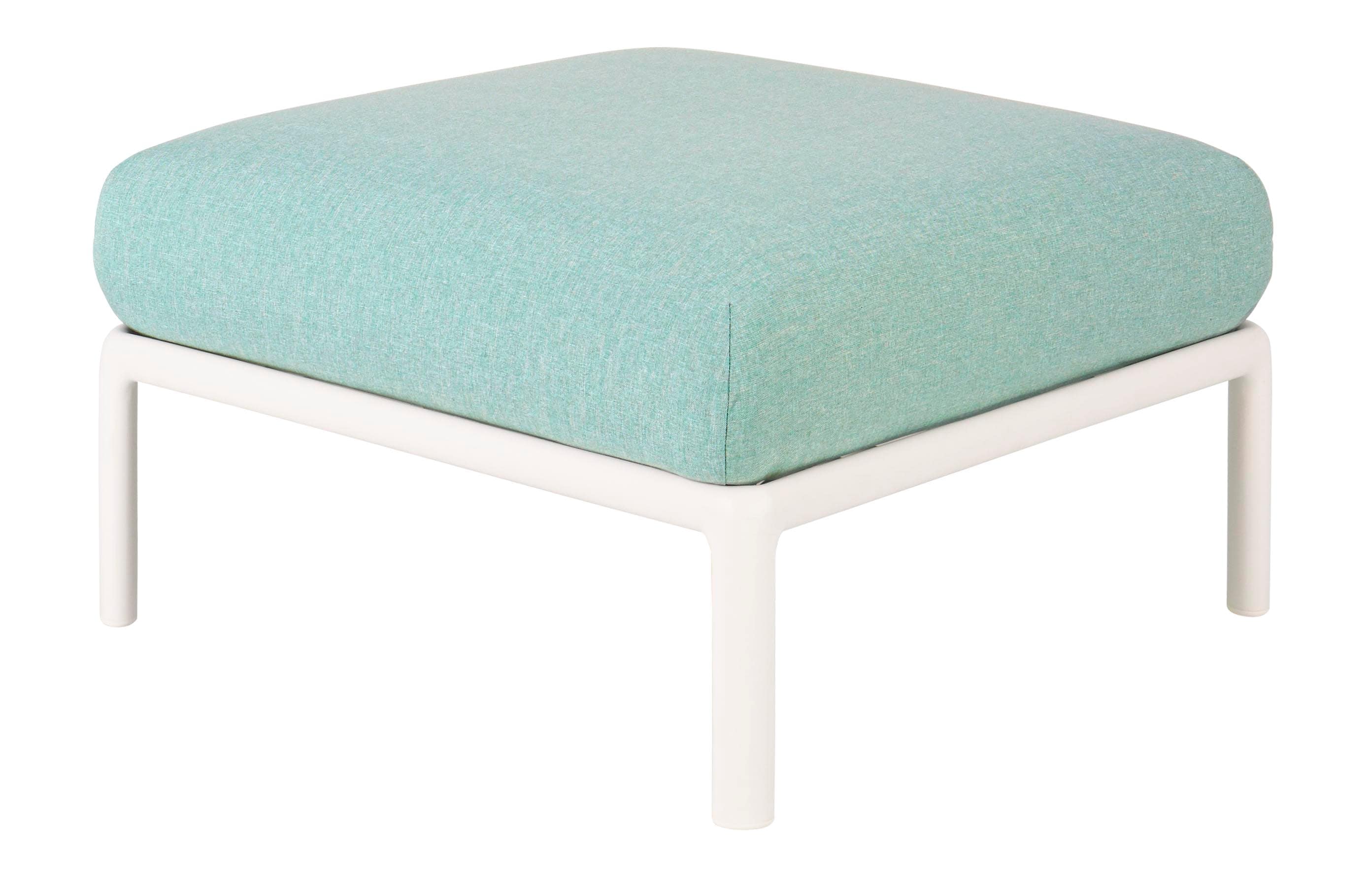 Laurel White Seafoam Outdoor Ottoman with Sunbrella Cushion