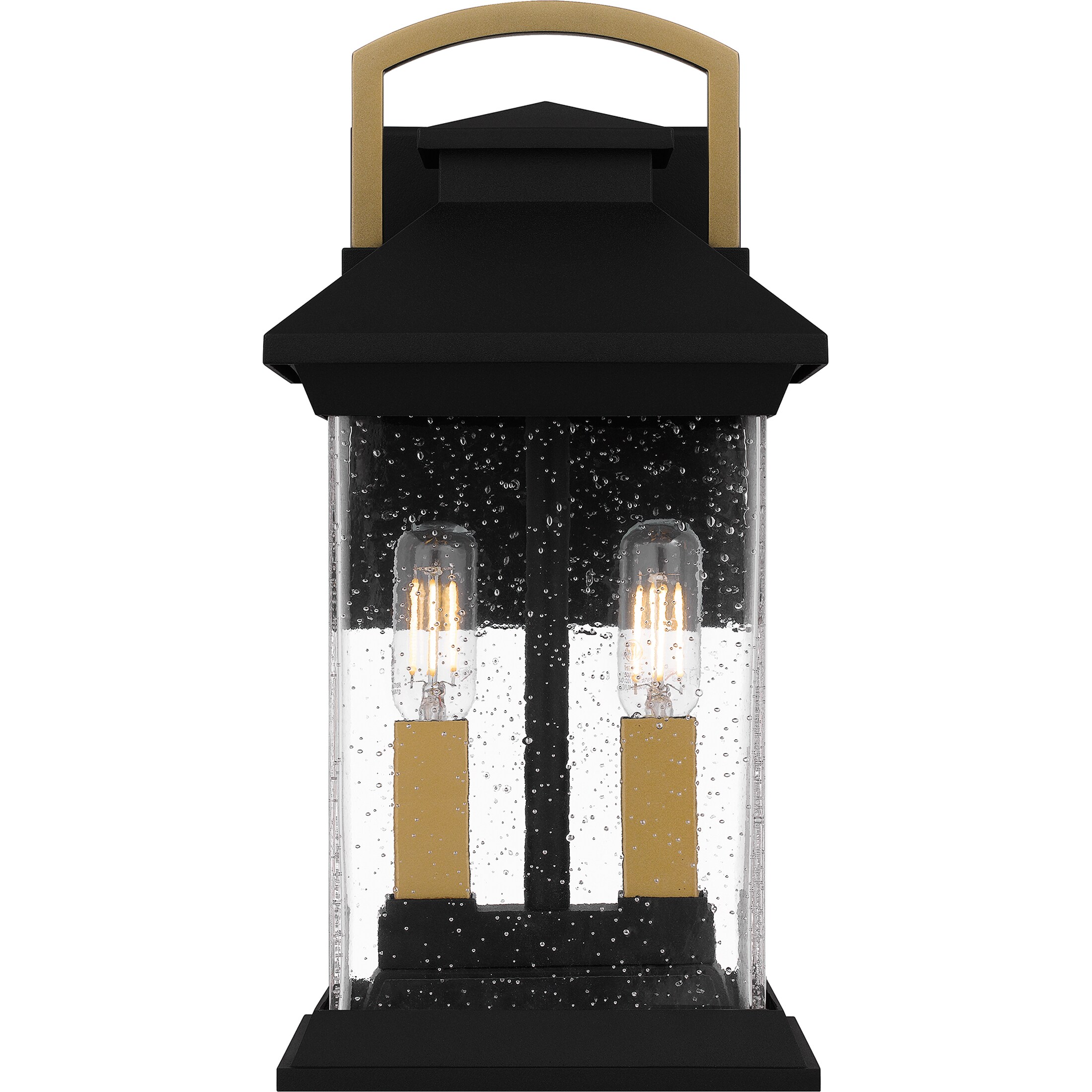 Henderson Black and Gold Outdoor Wall Lantern with Clear Glass