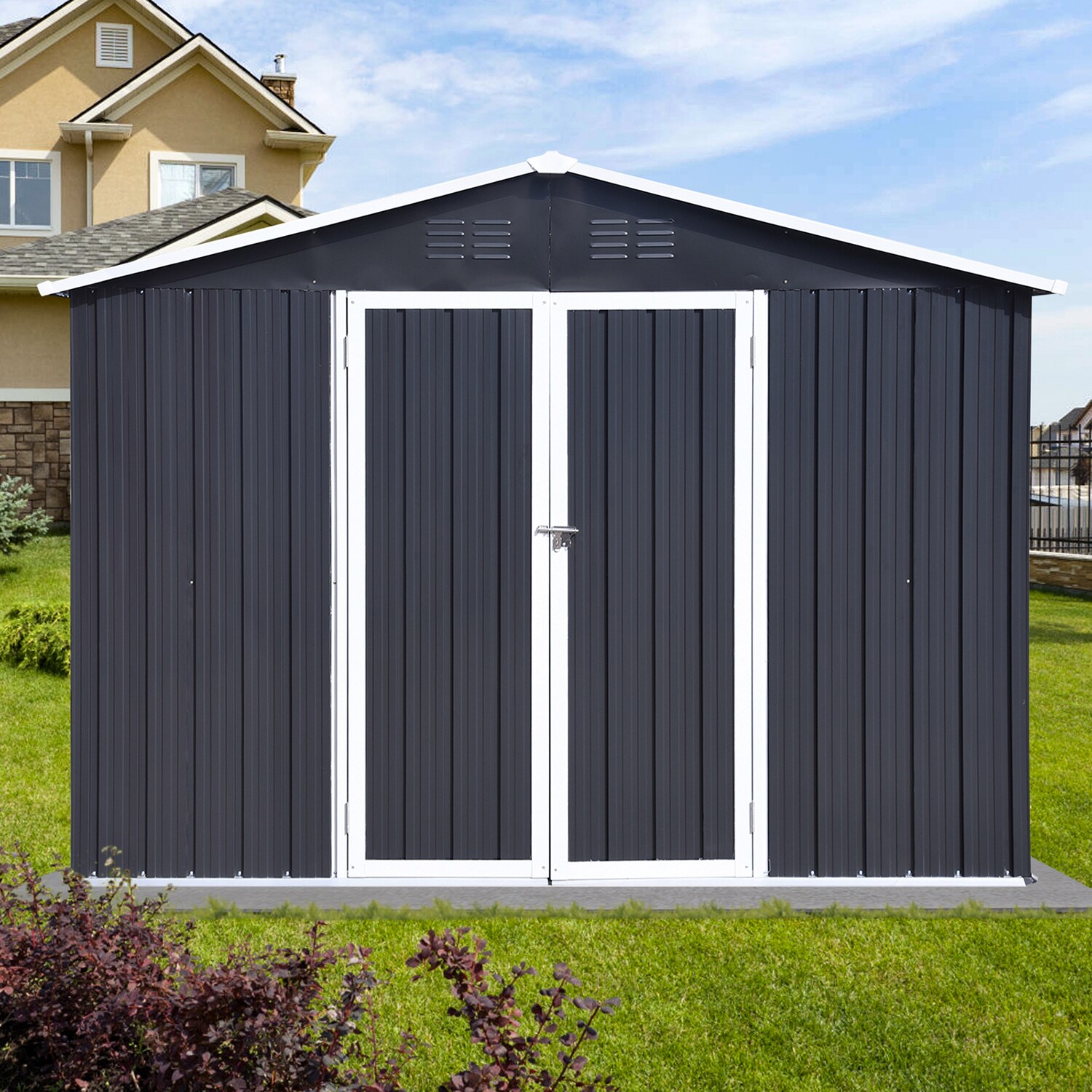 Bybafun 8-ft x 10-ft Galvanized Steel Storage Shed at Lowes.com