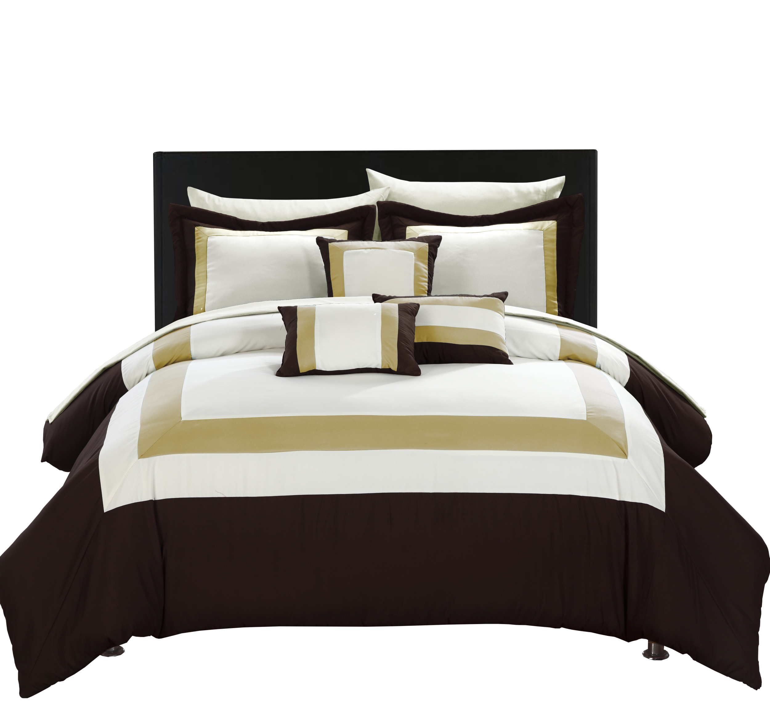 Chic Home Design Duke 10-Piece Gold Queen Comforter Set in the