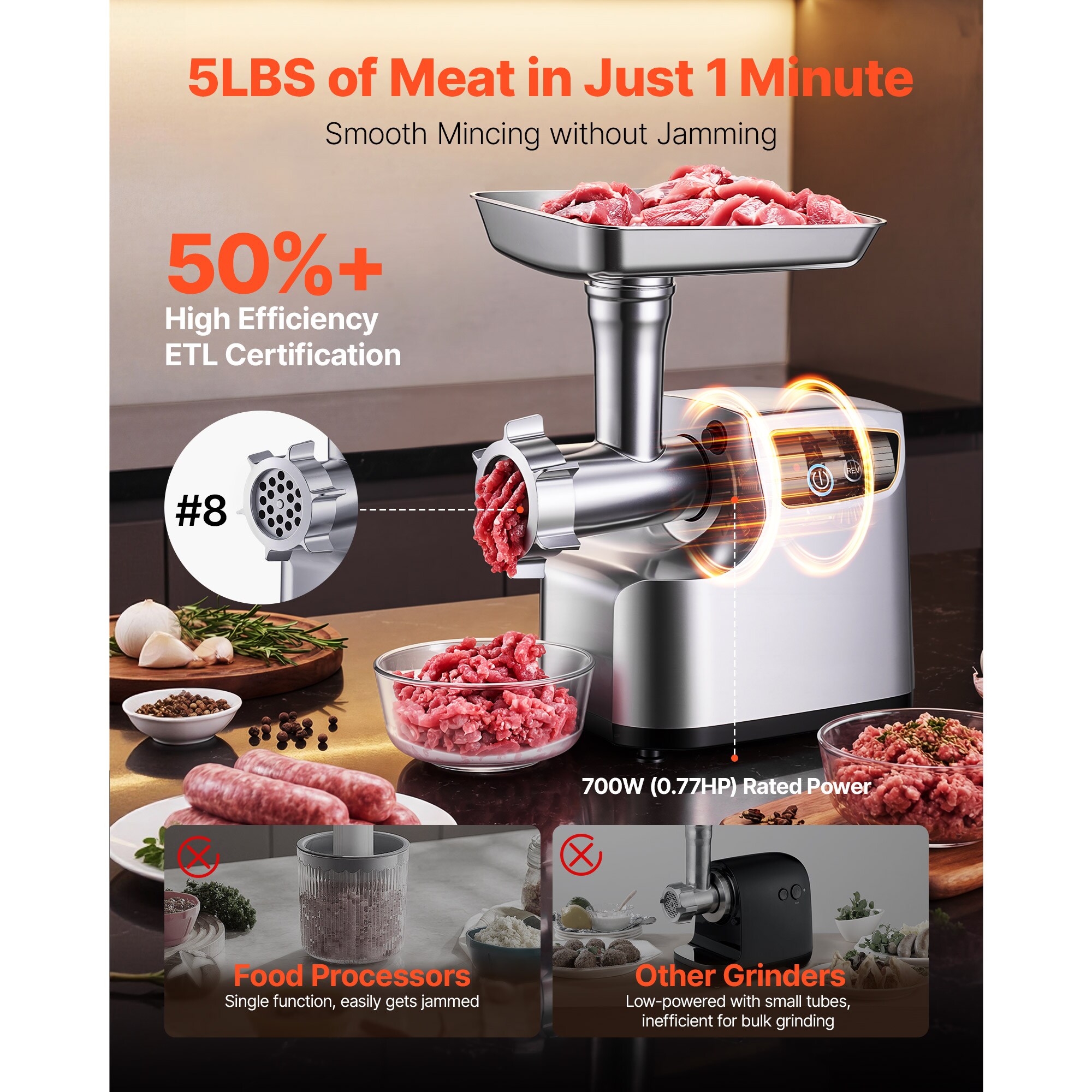 VEVOR SCSYTMDDJRJQ16499V1 Meat-Grinders - View #2
