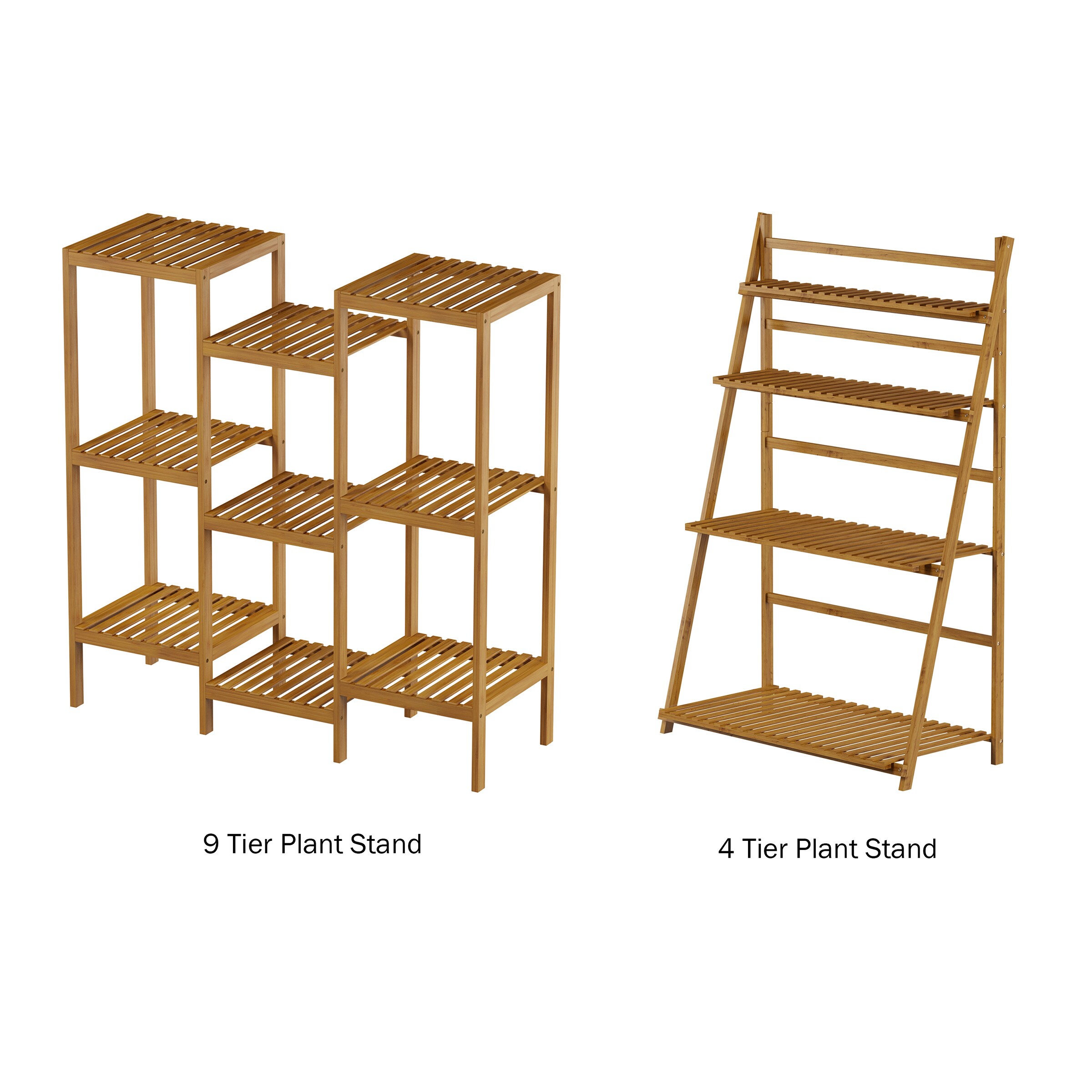 Costway Bamboo 9-Tier Plant Stand Utility Shelf Free Standing