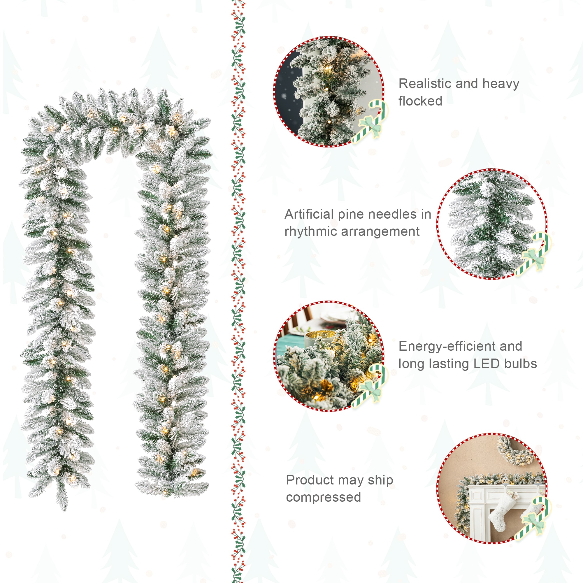 Glitzhome 2016000026 Artificial-Christmas-Garland - View #7