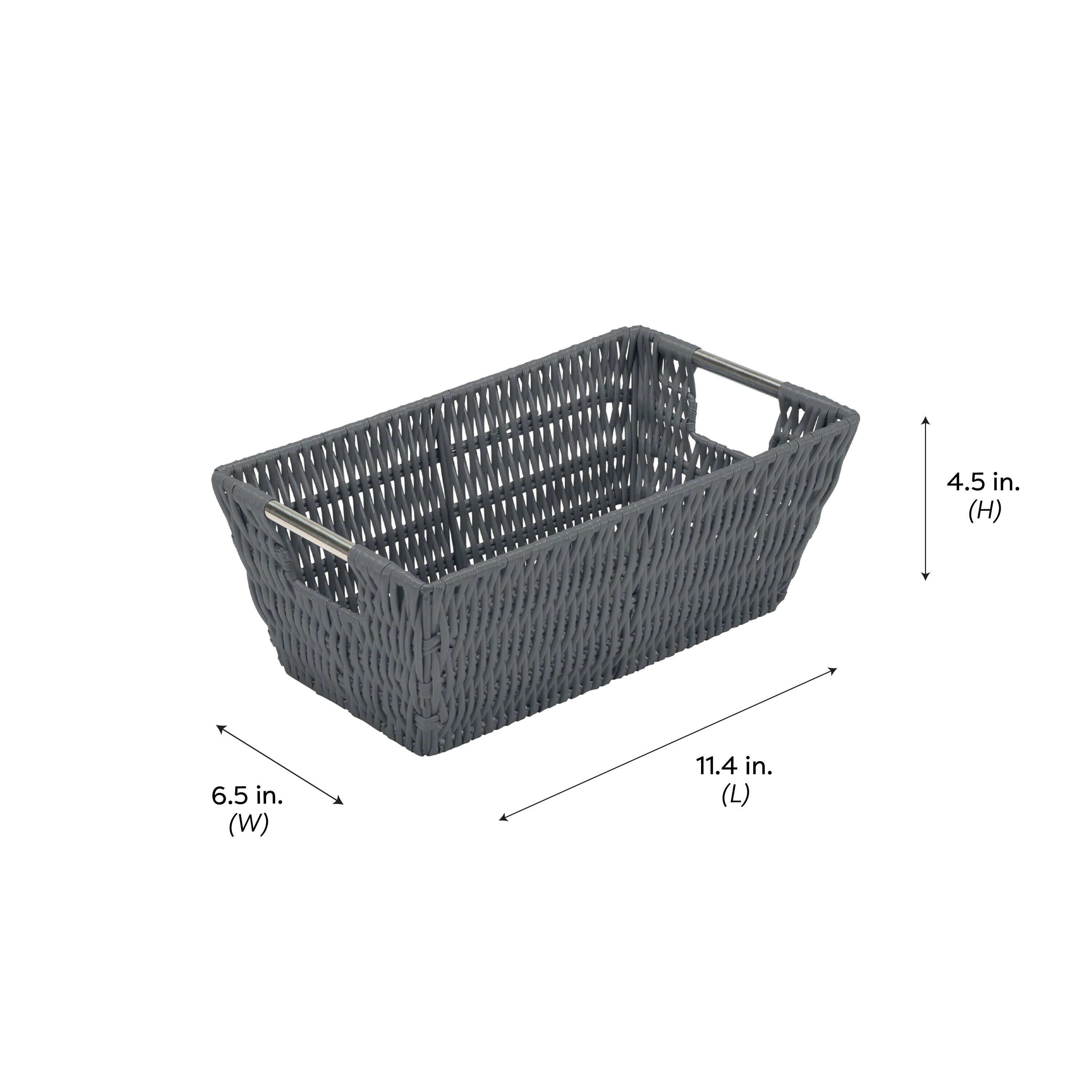 Simplify 6.5-in W x 4.5-in H x 11.4-in D Gray Plastic; Metal Basket in ...