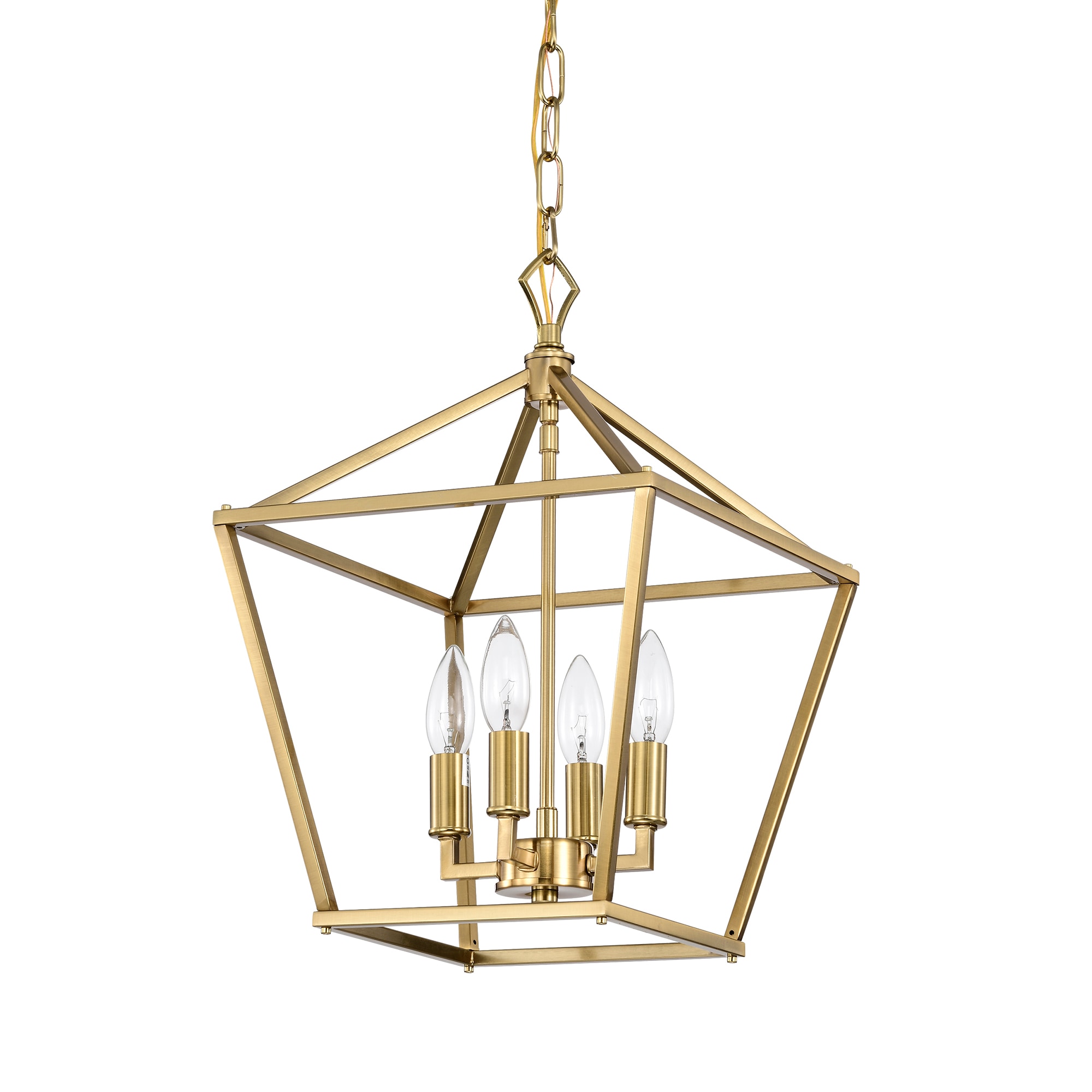 Gold Geometric Lantern Pendant Light with Glass Shades