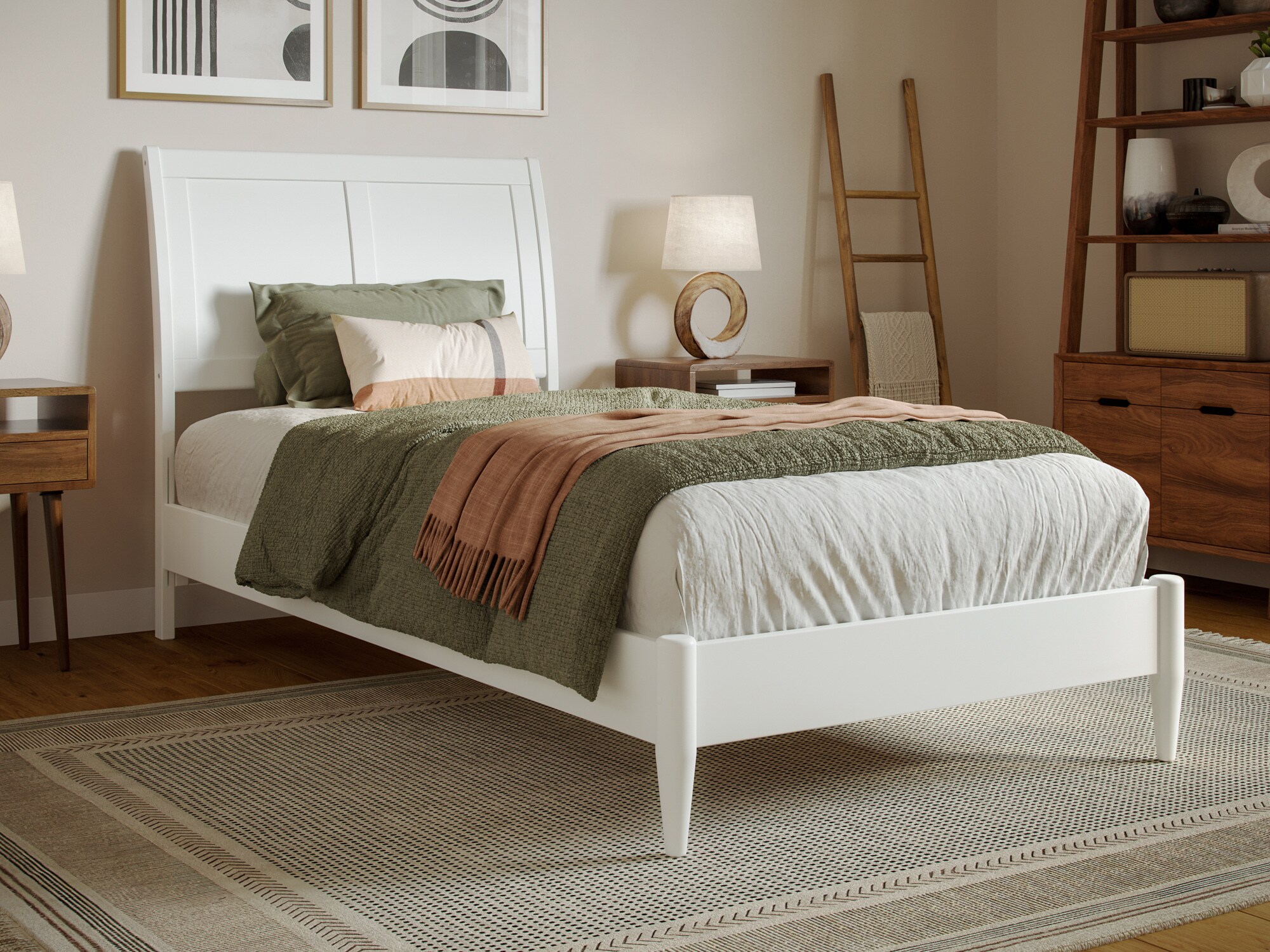 AFI Furnishings White Twin Extra Long Wood Low-profile Bed in the Beds ...