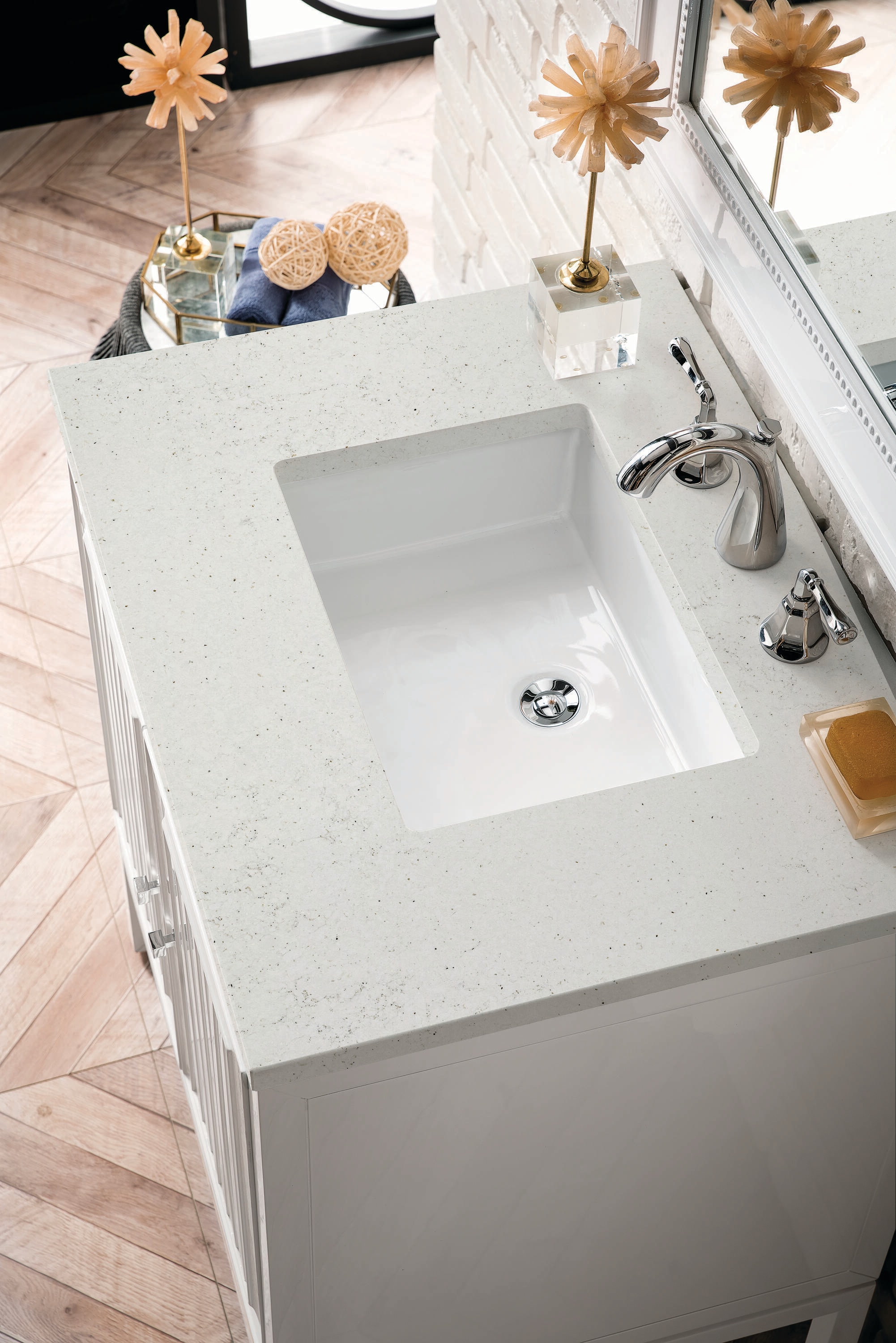 Athens 30" Glossy White Single Bathroom Vanity with Quartz Top