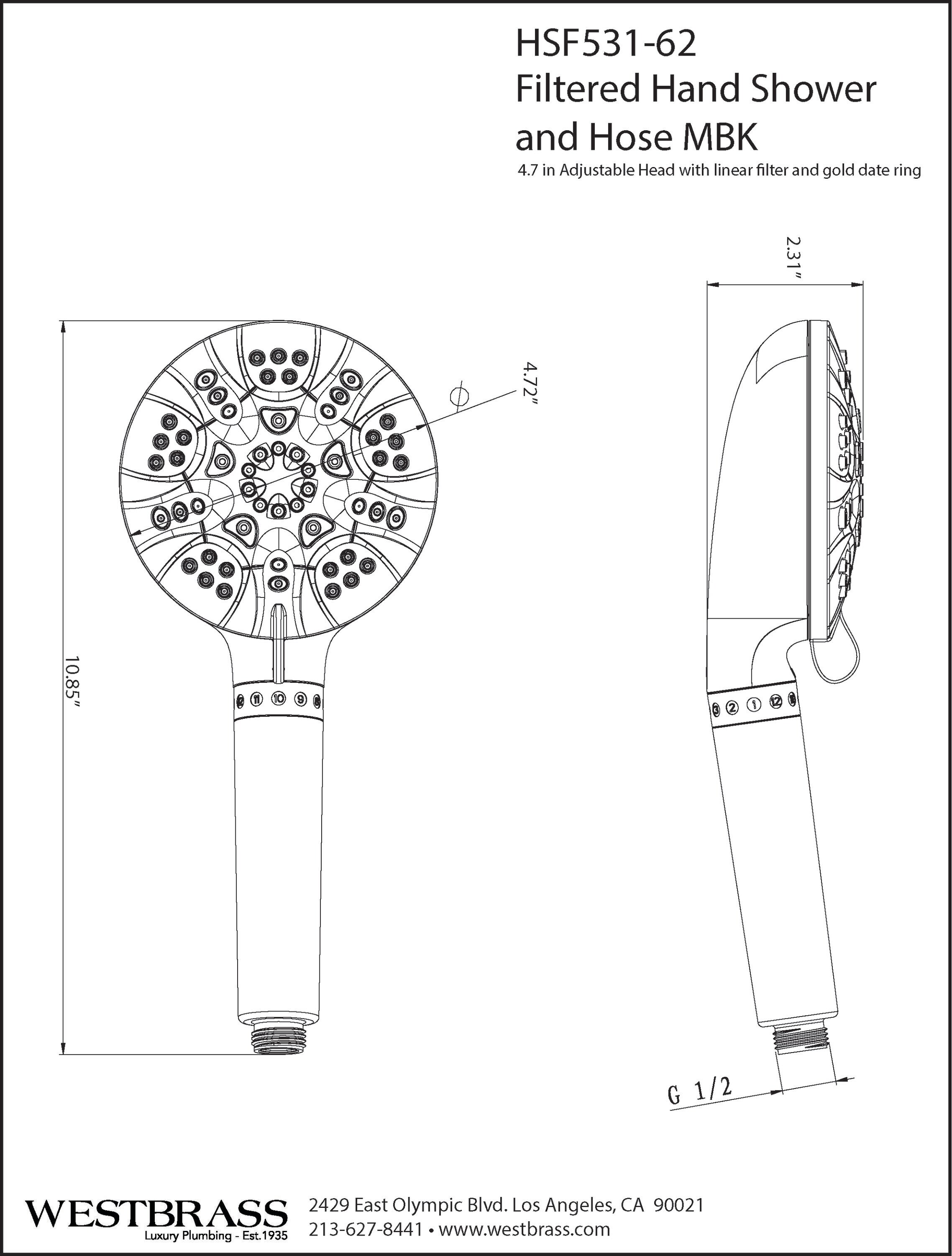 Westbrass HSF531-62 Fixed-Showerhead - View #7