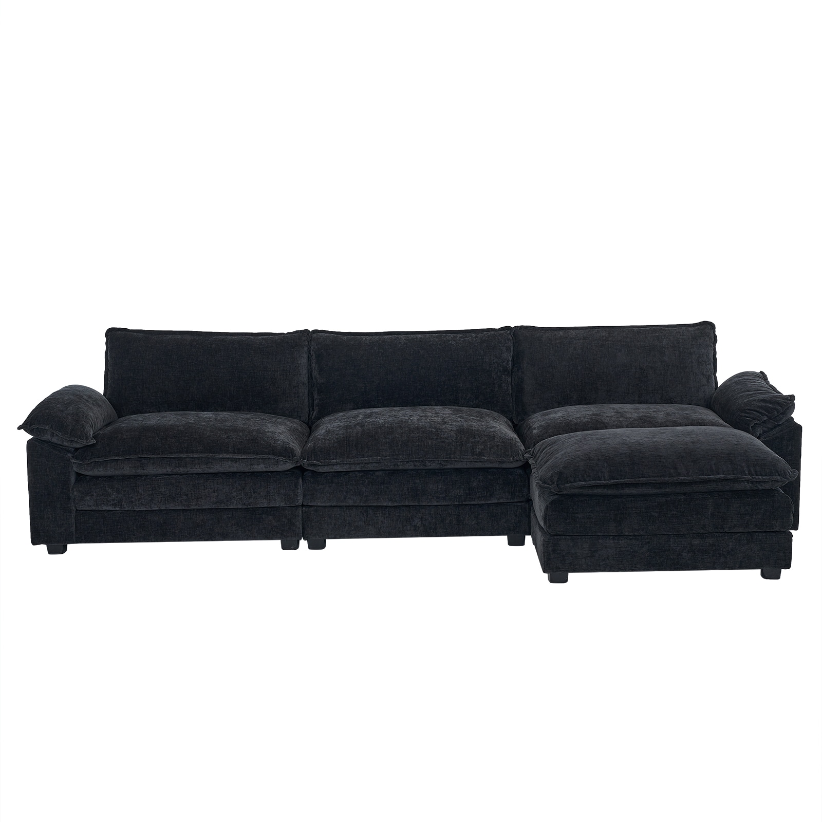 Outopee L1G52002563-65 120-in Modern Dark-Gray Chenille Sectional