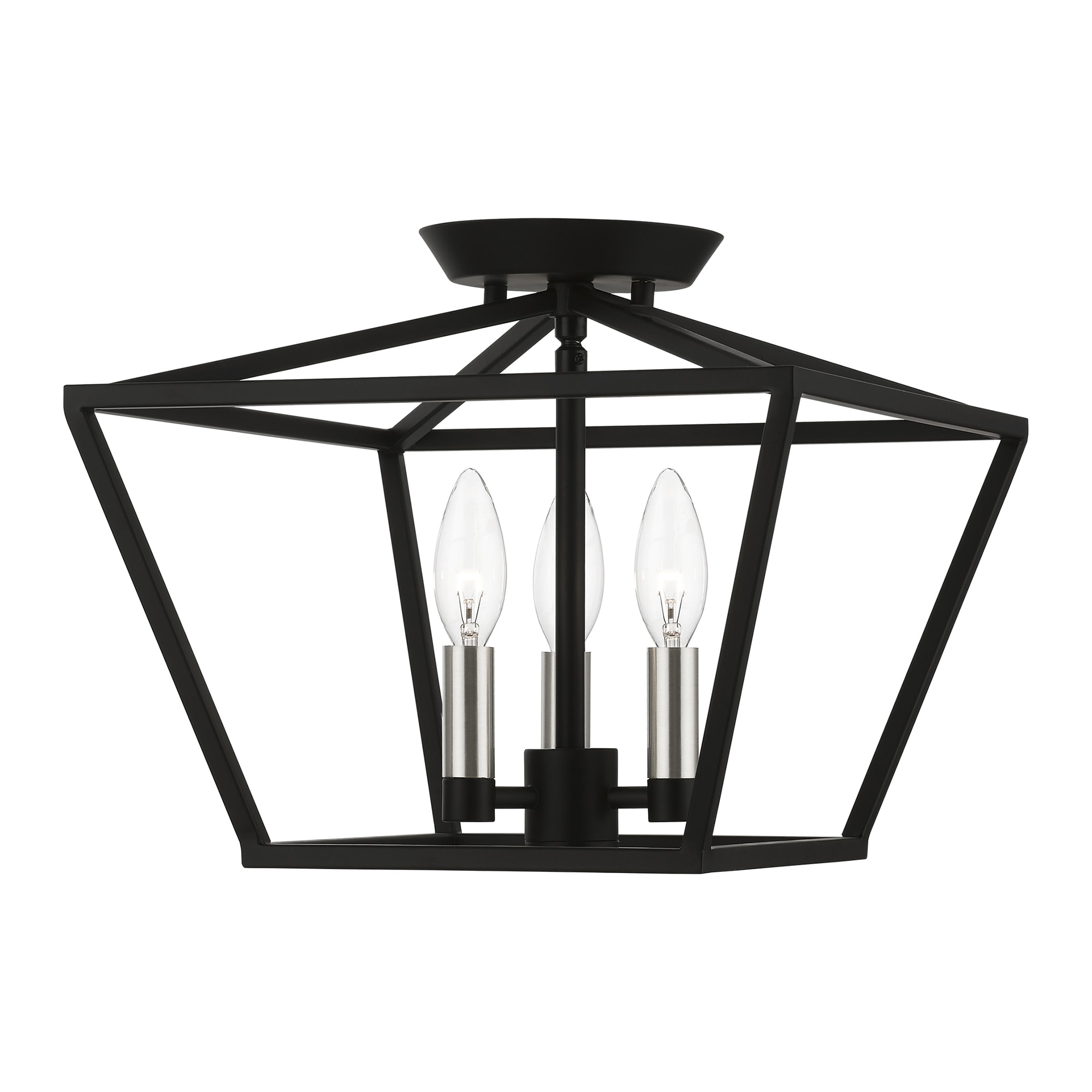 Devone 3-Light Black and Brushed Nickel Semi-Flush Mount