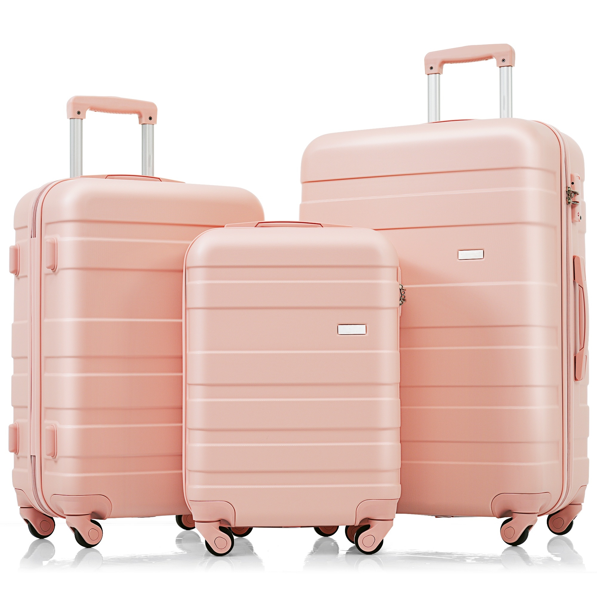 Flynama L-P173098S 20.6'' x 11.6'' x 29'' Pink Plastic Hardshell Suitcase set