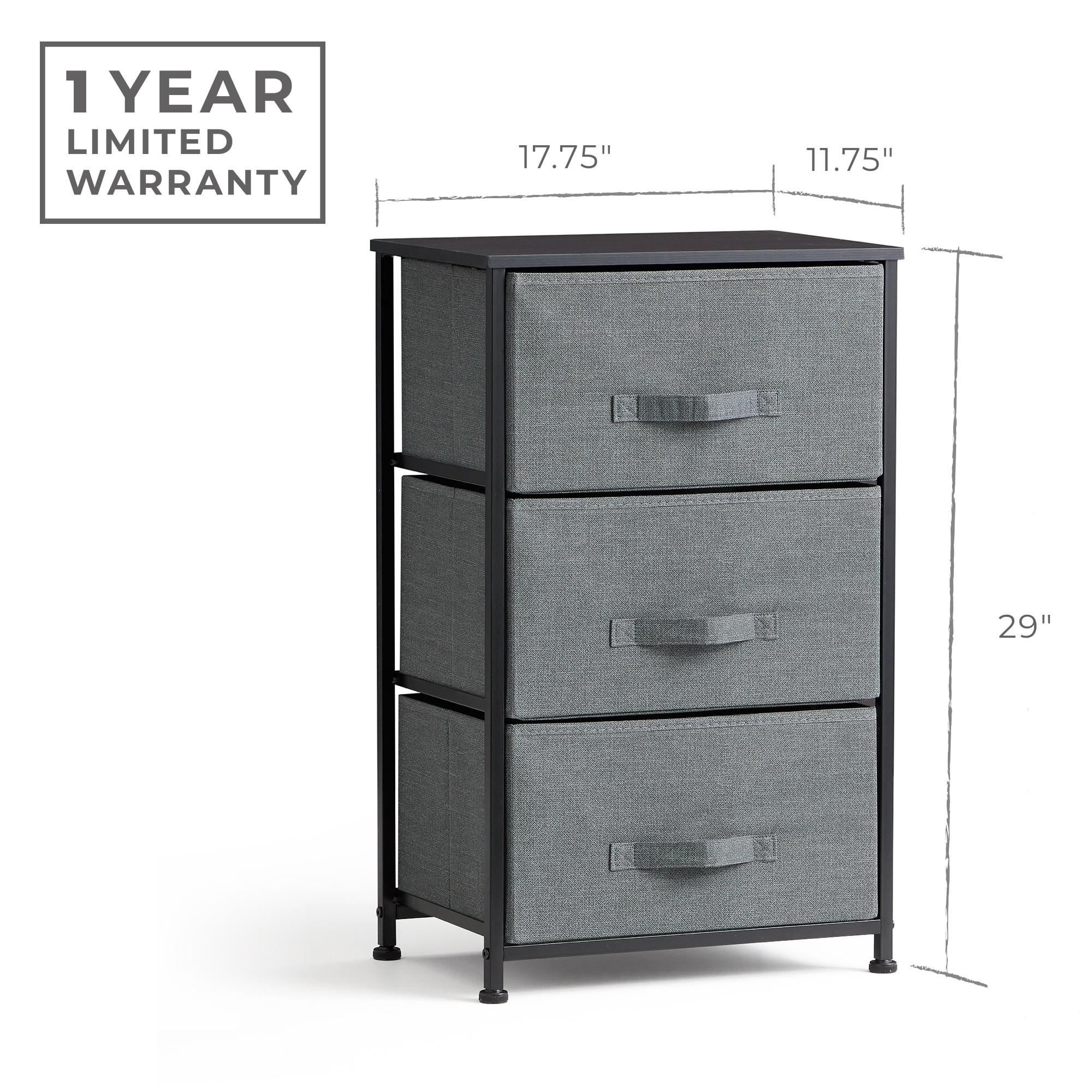 Simplify 3-Drawers Grey Metal Storage Drawer Tower 28.74-in H x 11.81-in W  x 17.72-in D in the Storage Drawers department at