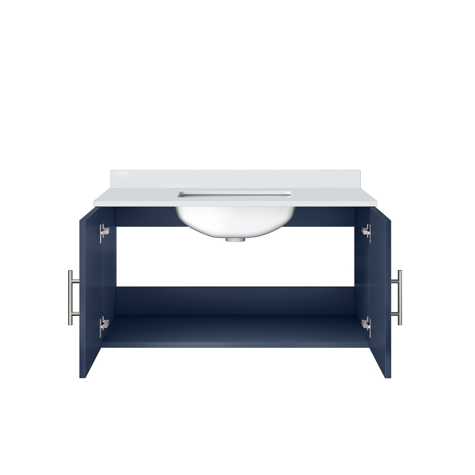 Geneva 36" Navy Blue Floating Bathroom Vanity with White Quartz Top