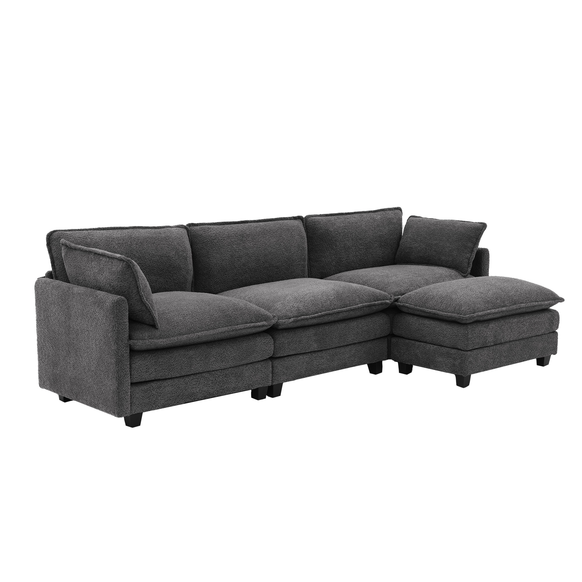 JEAREY GQSF-3-DG 112.2-Inches Casual Gray Chenille Reclining Sectional