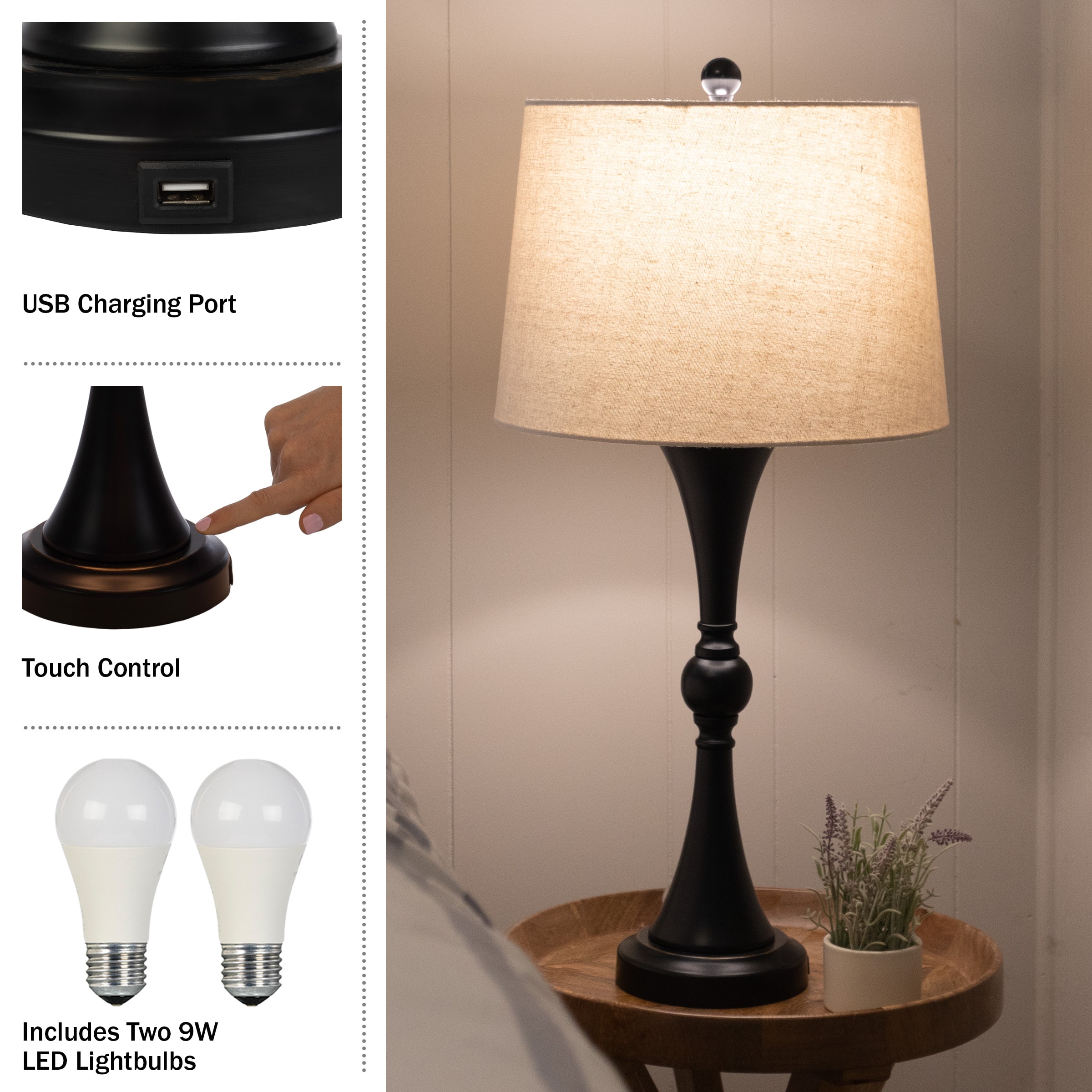 Lavish Home 72-LMPST2-21-USB Table-Lamps - View #3