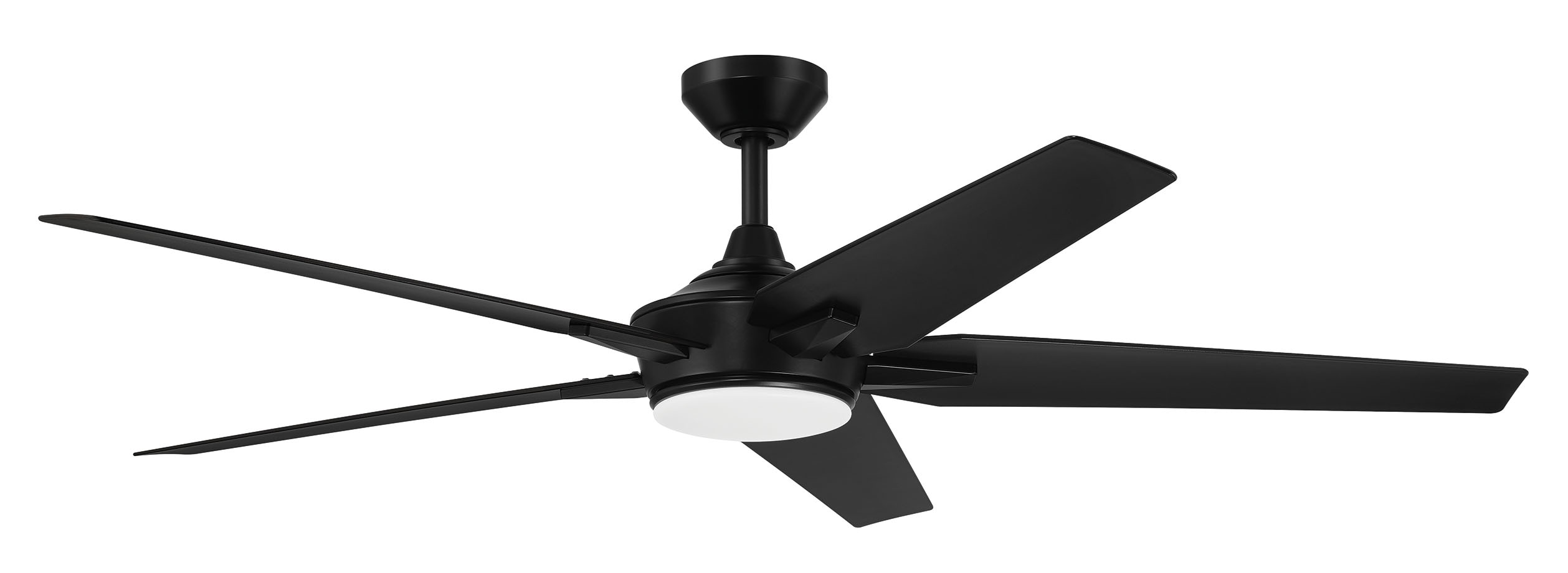 Burbank 60-in Matte Black with Matte Blades Color-changing Indoor/Outdoor Ceiling Fan with Light and Remote (5-Blade) | - Harbor Breeze BUR60MBK5LR