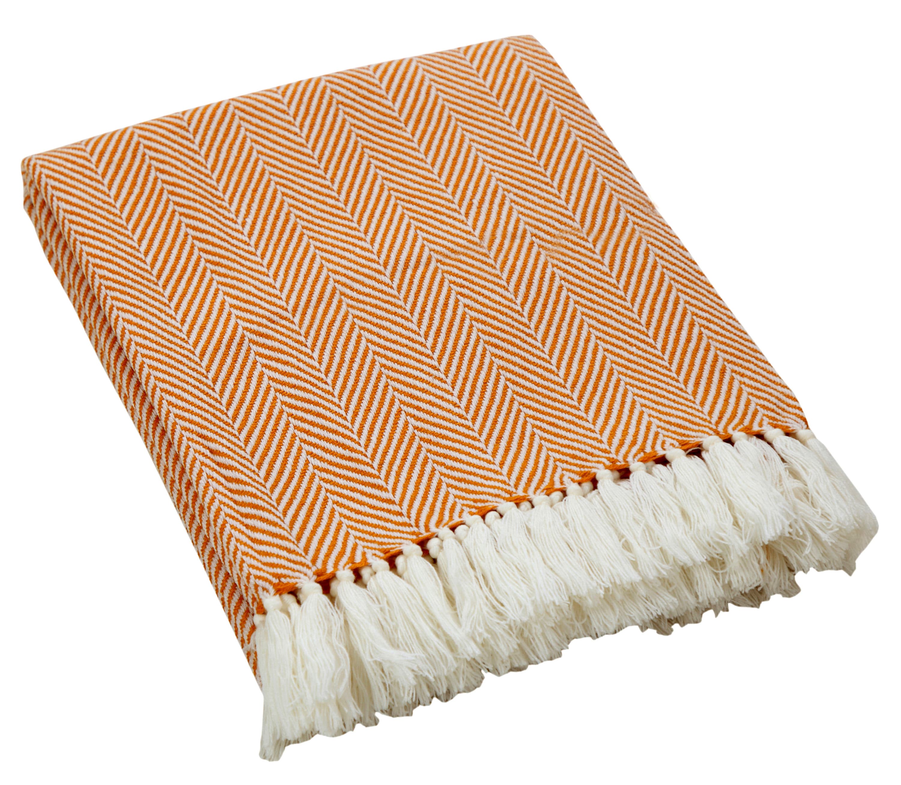 Timberbrook THRC004 Chester Orange/ivory 50-in x 60-in Acrylic Throw
