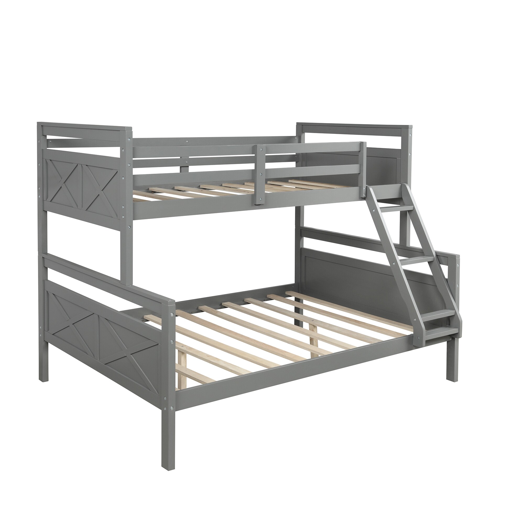 Sumyeg Twin over full bunk bed Gray Twin Over Full Bunk Bed in the Bunk ...