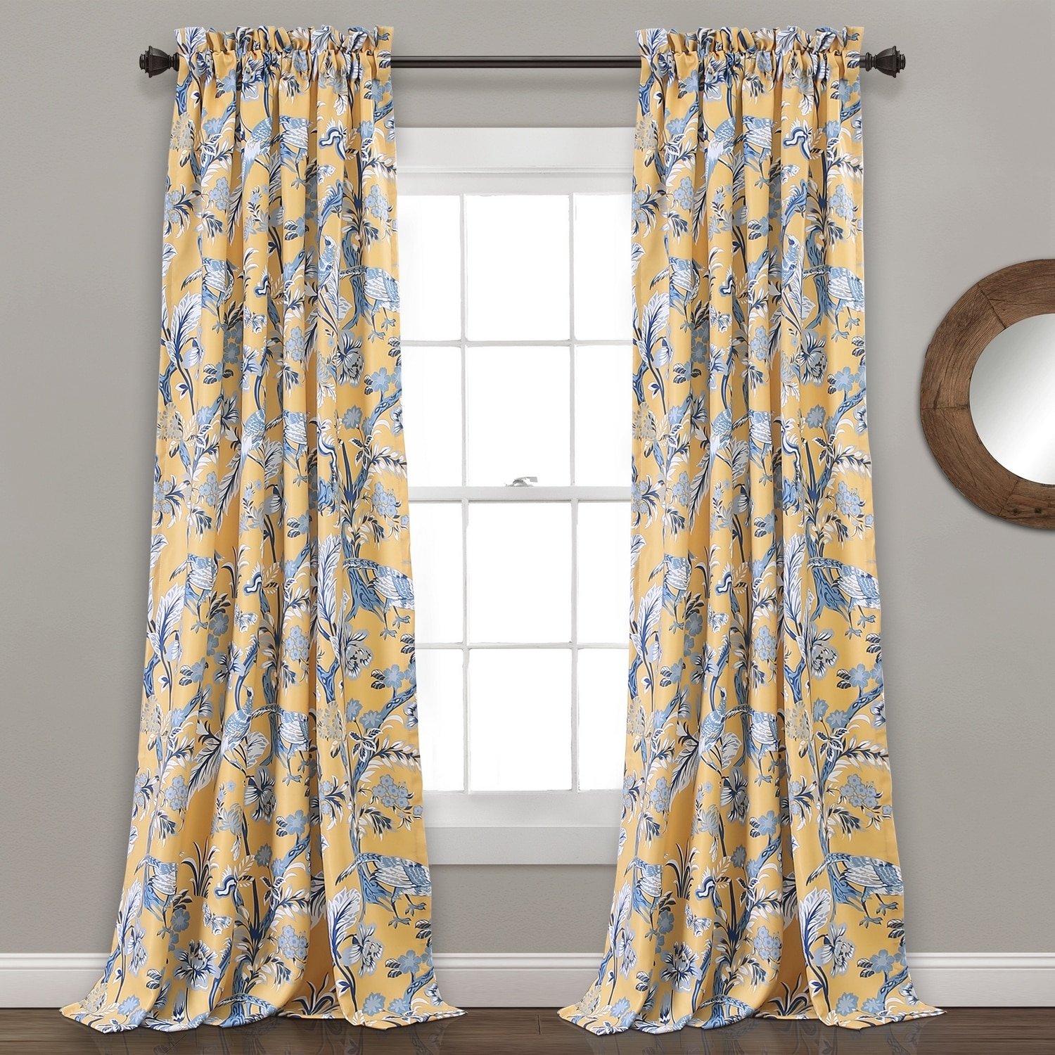 Lush Decor 16T003564 120-in Yellow Light filtering Rod pocket Curtain panel pair