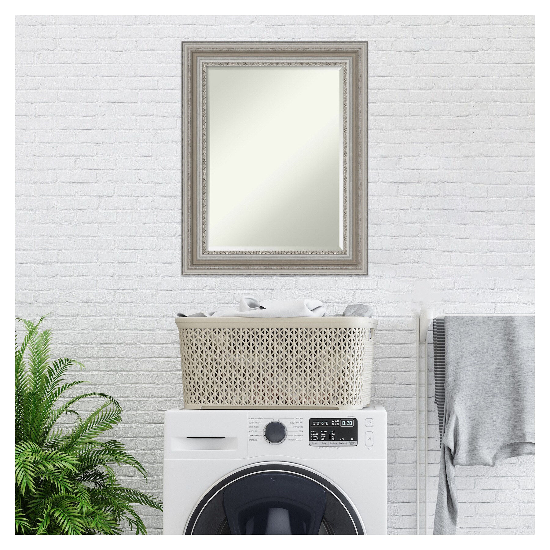 Parlor Silver Rectangular Beveled Bathroom Vanity Mirror