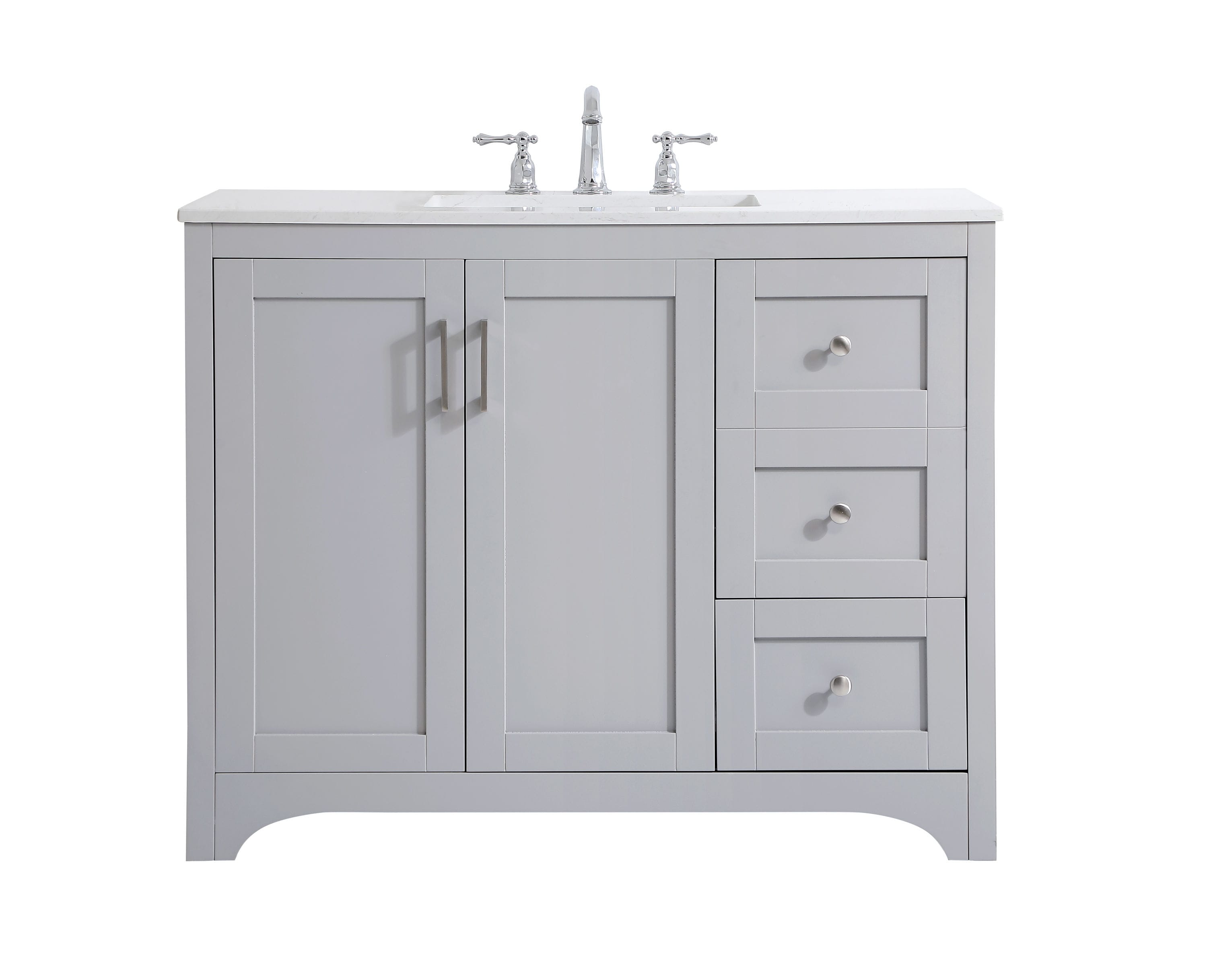 Elegant Decor Home Furnishing 42 In Grey Undermount Single Sink Bathroom Vanity With Calacatta