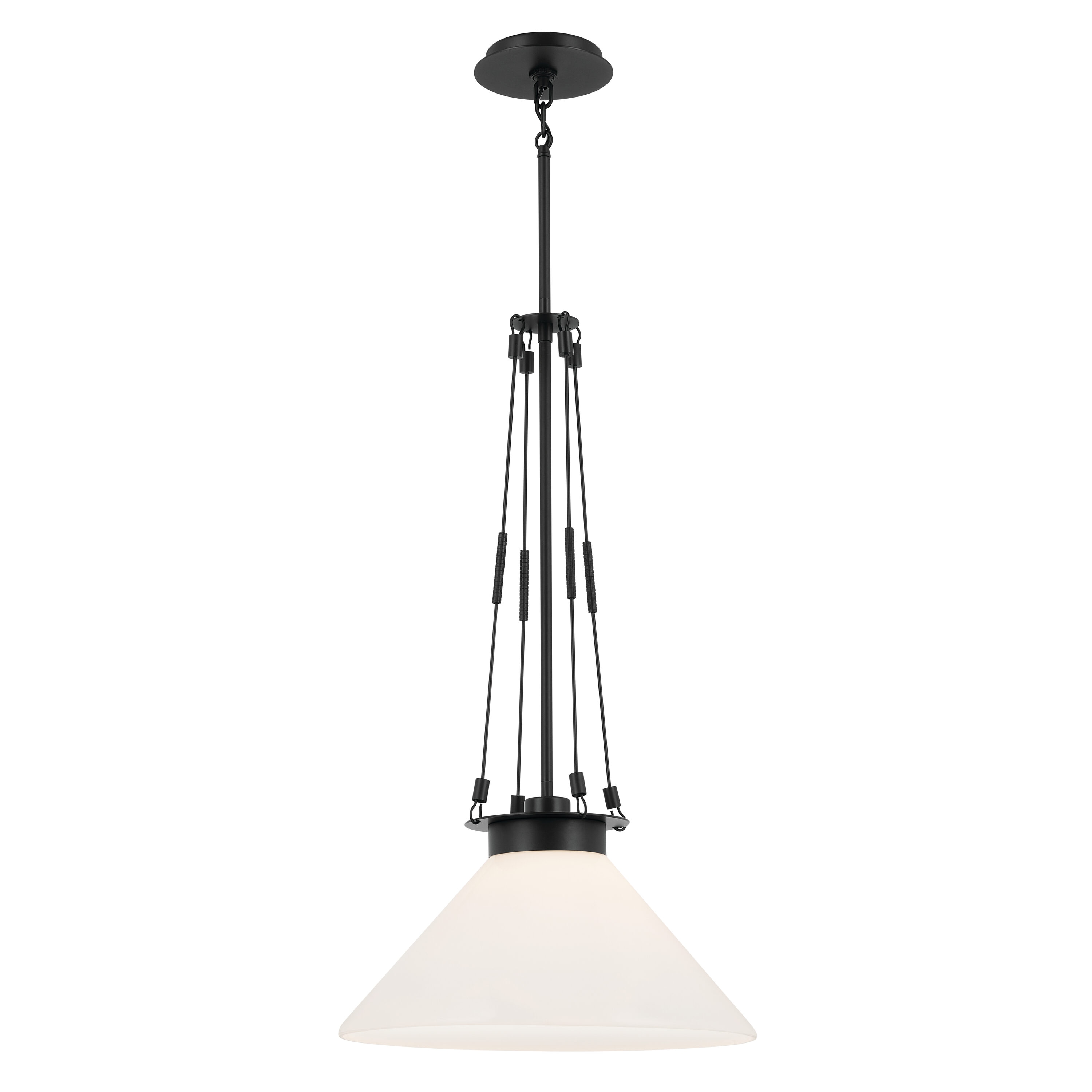 Kichler Albers 1 -Light Black Modern/contemporary Opal glass Cone Medium Hanging Pendant light 5384717 Sansujyuku sansujyuku.com