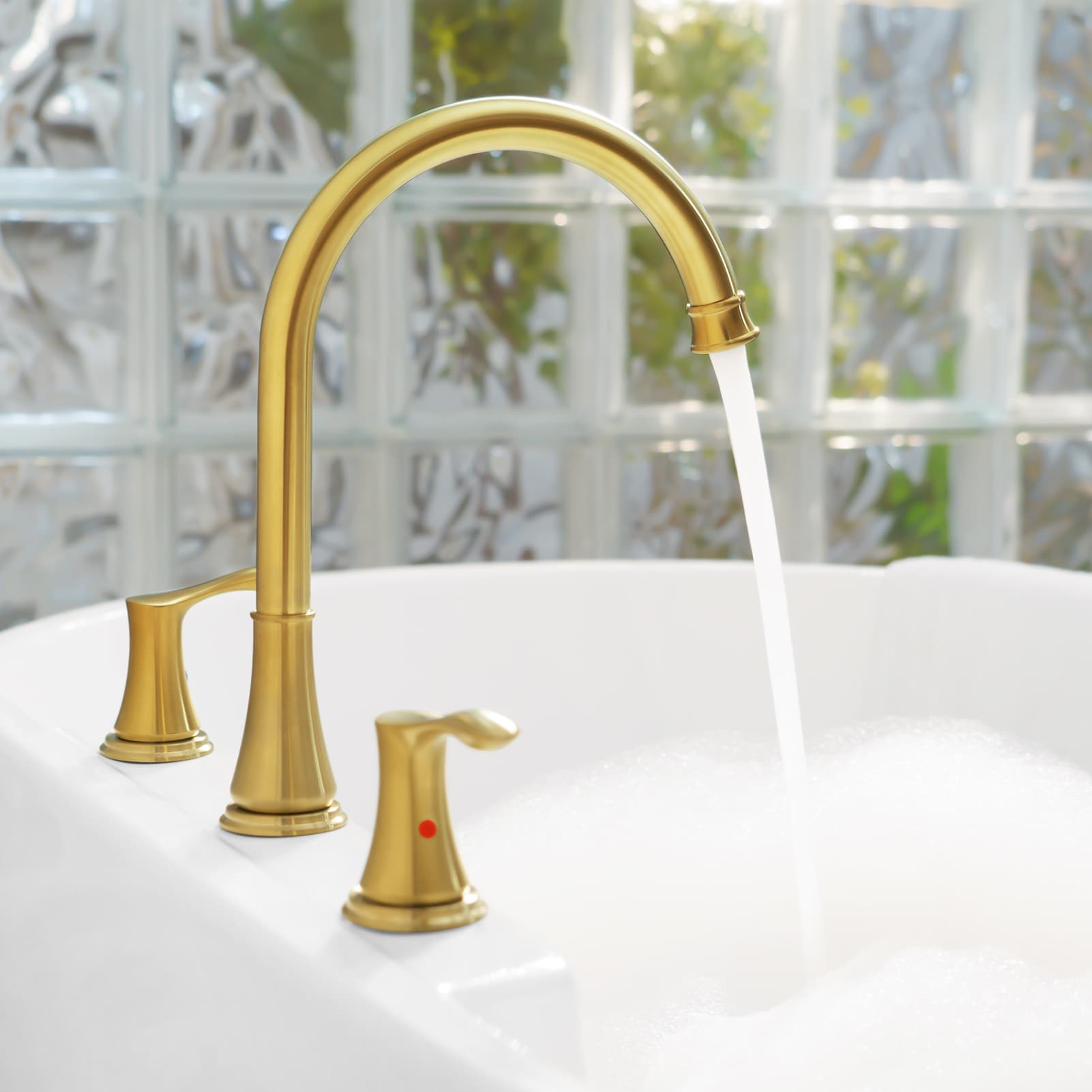 Demeter Brushed Gold High Arc 2-Handle Roman Tub Faucet
