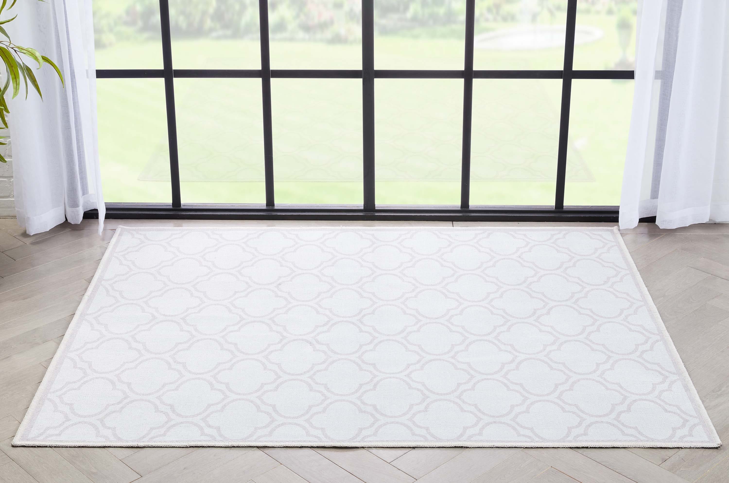 Well Woven W-MR-04C-4S 3 x 5 (ft) Flatweave Polyester Ivory Rectangular Indoor Tribal Moroccan Machine washable Area rug