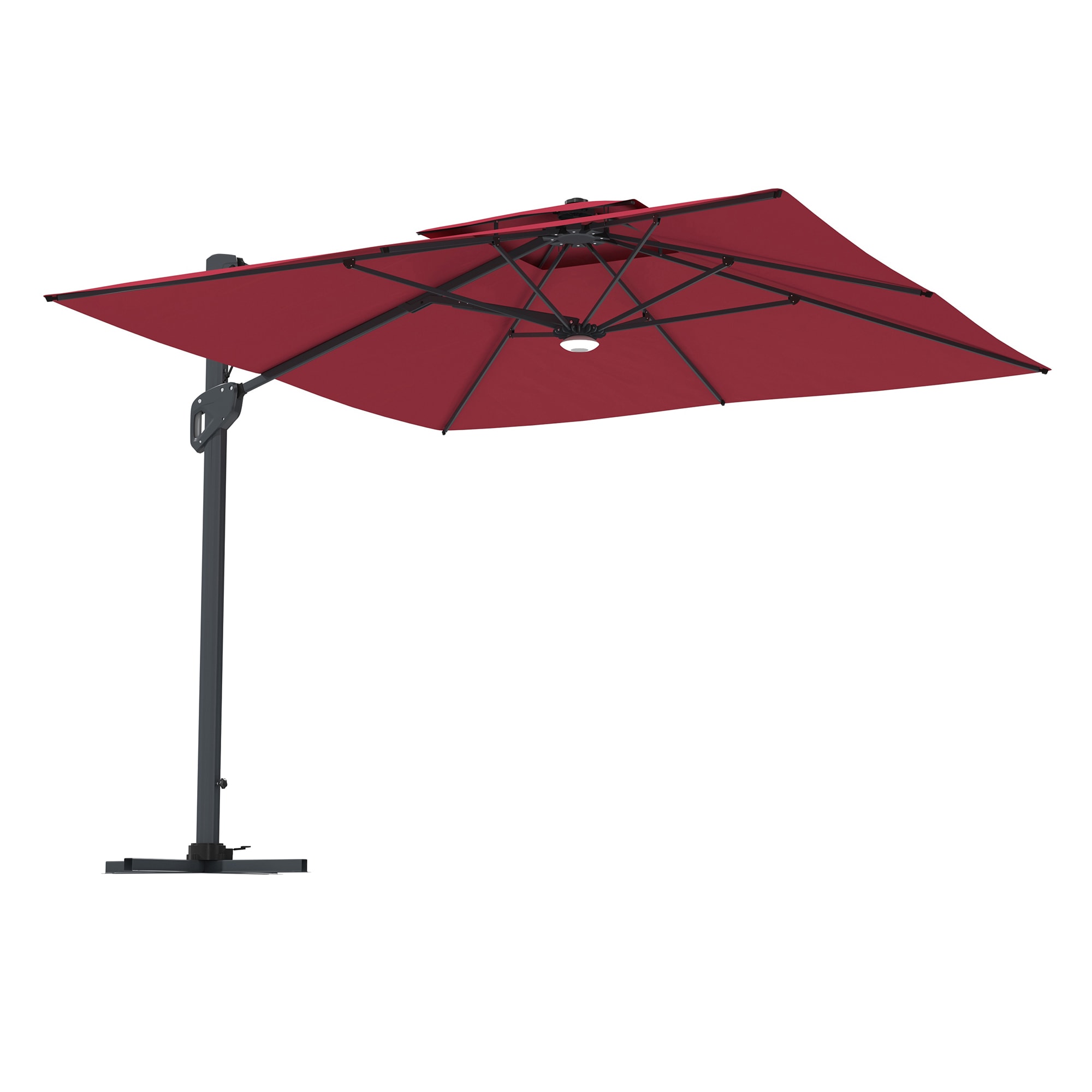CASAINC WF-HW63847TU-LA 10-ft Aluminum Red Cantilever Patio Umbrella with Lights