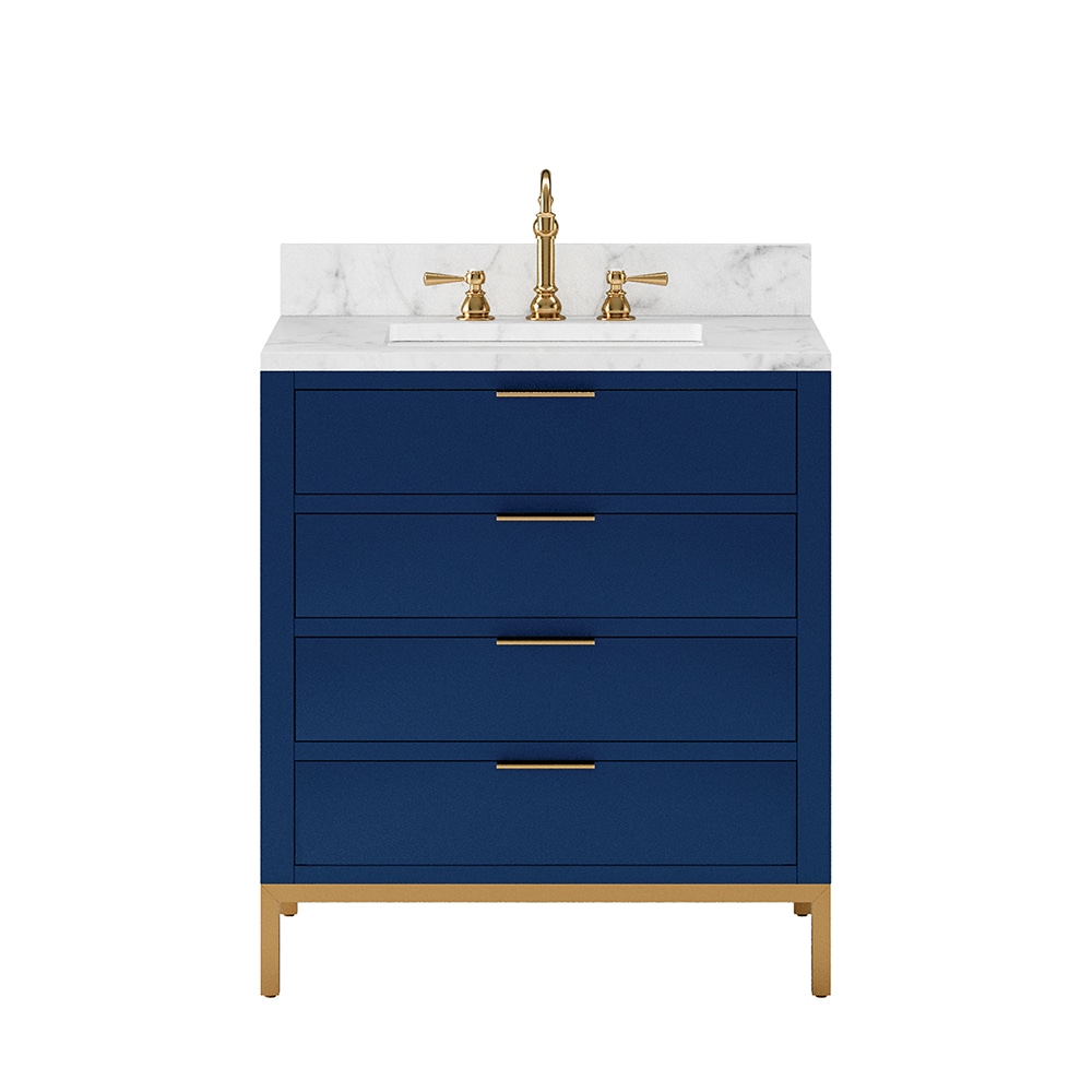 Bristol 30" Monarch Blue Single Sink Vanity with Carrara Marble Top