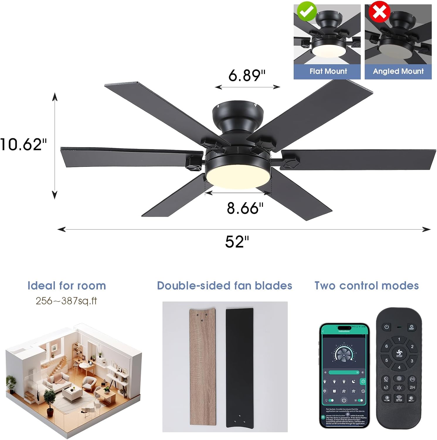 Gleam Flare GF-0098-52BK Ceiling-Fans - View #3