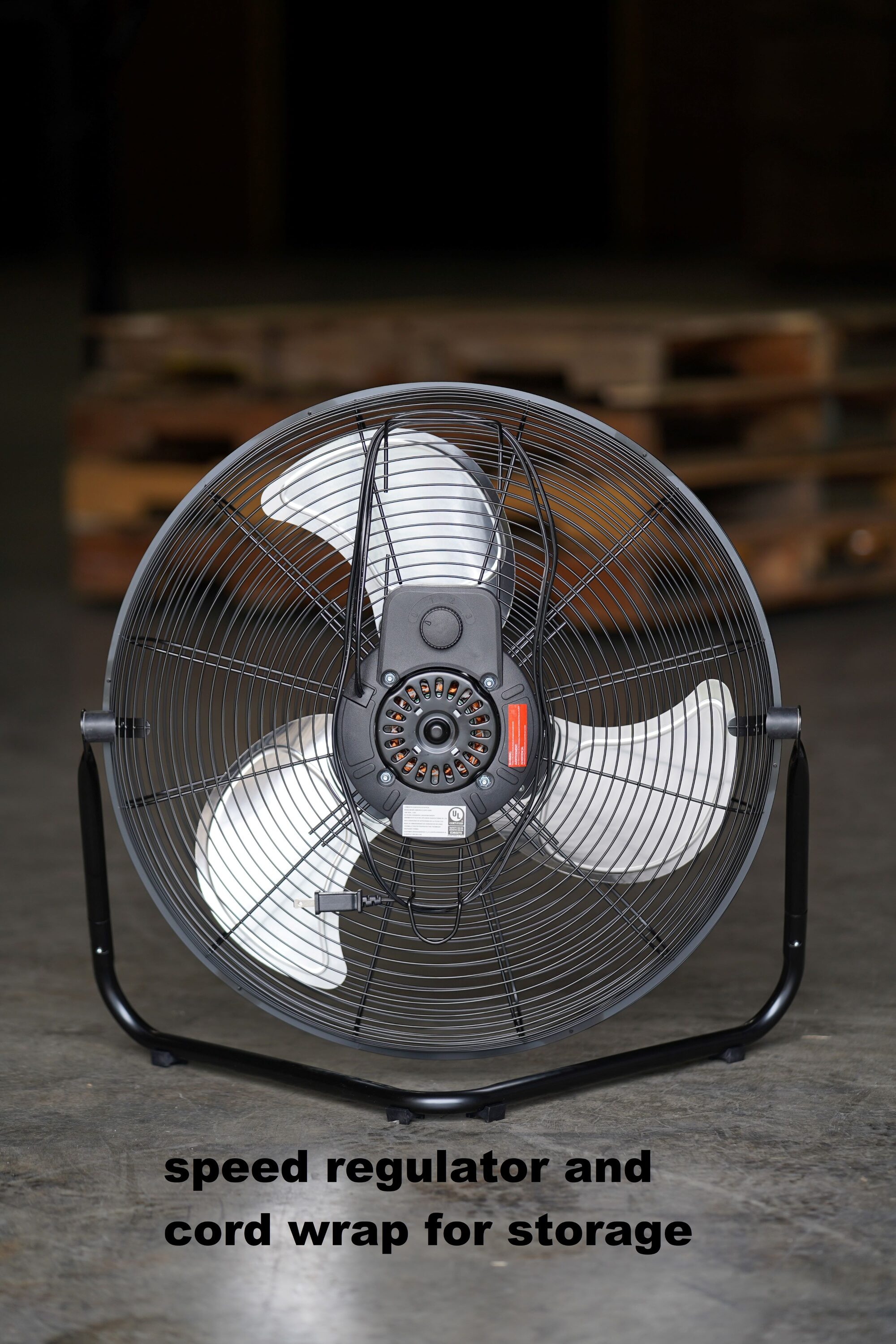 Mainstays 20-Inch 3-Speed High Velocity Steel Floor Fan, Black