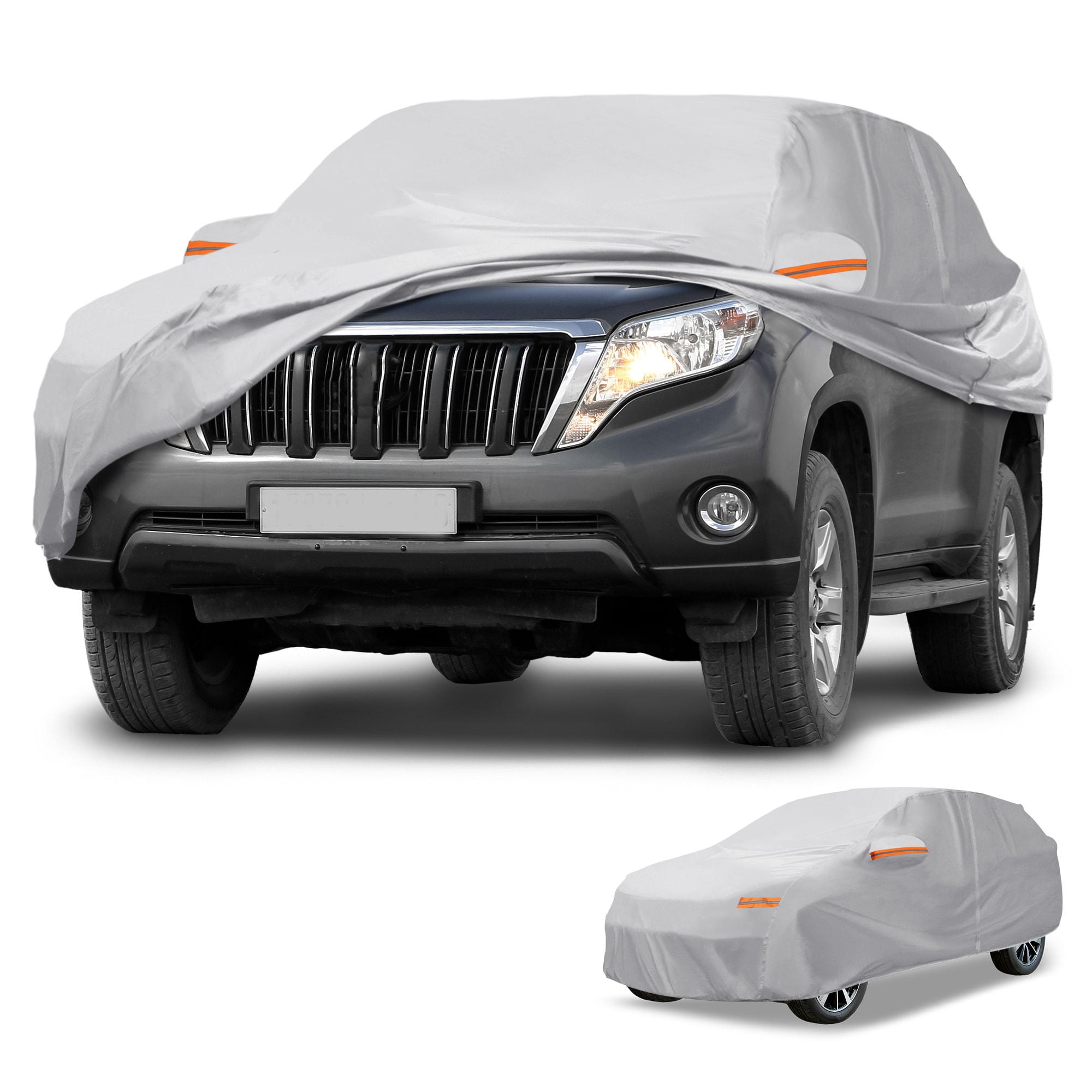 Unique Bargains Universal Car Cover Waterproof All Weather 190T-PU UV Sun Rain Protection Fits for SUV Length 191Inch-200Inch with Left Side Zipper Silver Tone #S25112102UX0158