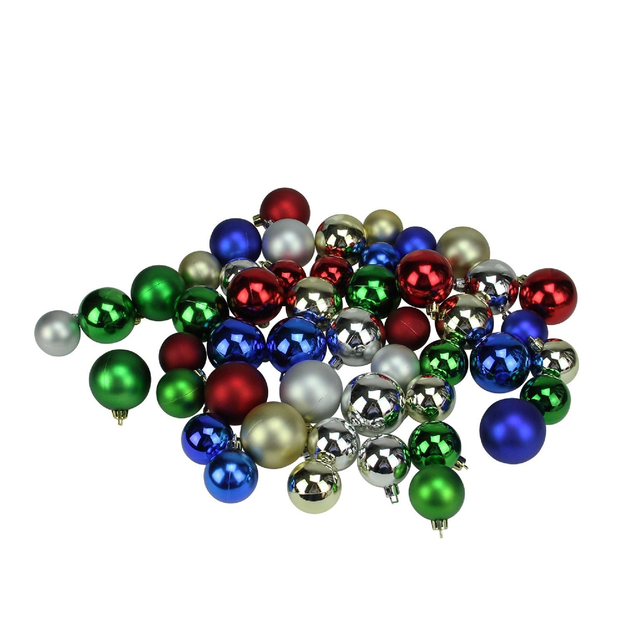 Northlight 32282344 50 -Pack Multiple colors/finishes Ball Standard Indoor Ornament set Shatterproof