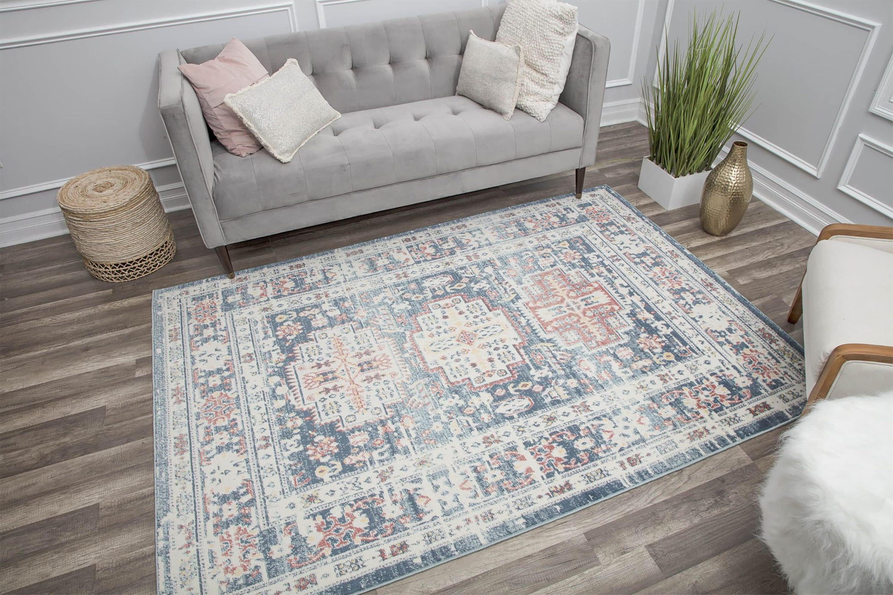 Prussian Sundara Rectangular Stain-Resistant Synthetic Area Rug