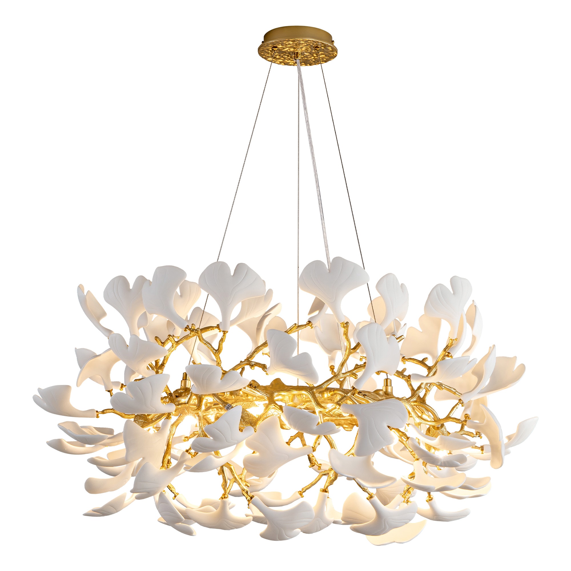 Kviflon Ceramic Leaf Chandeliers Branch Chandelier Brass Hanging Lights Fixtures For Dining Room Living Room Kitchen Island