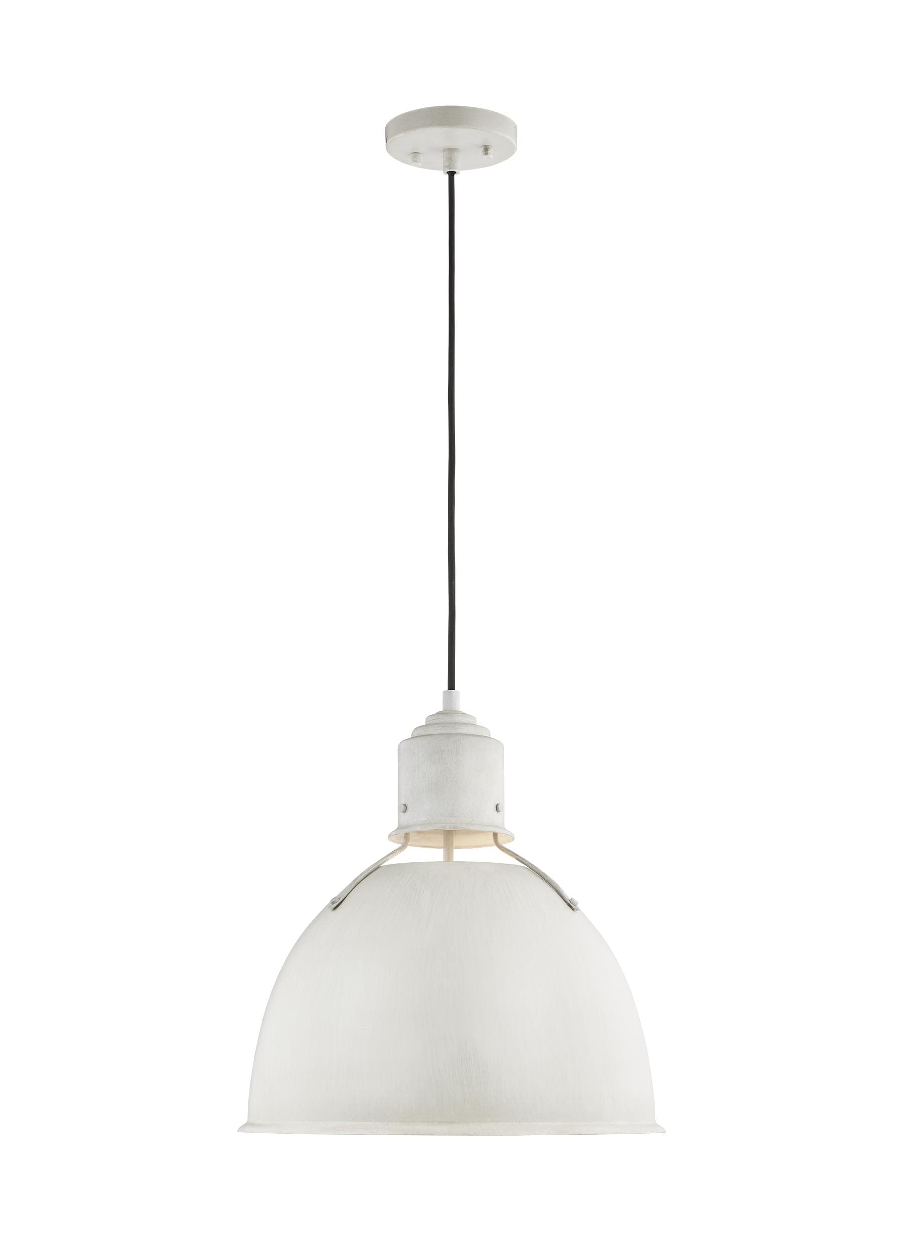 Generation Lighting 6680301-817 Huey 1 -Light Antique white Industrial Bell Medium Hanging Pendant light