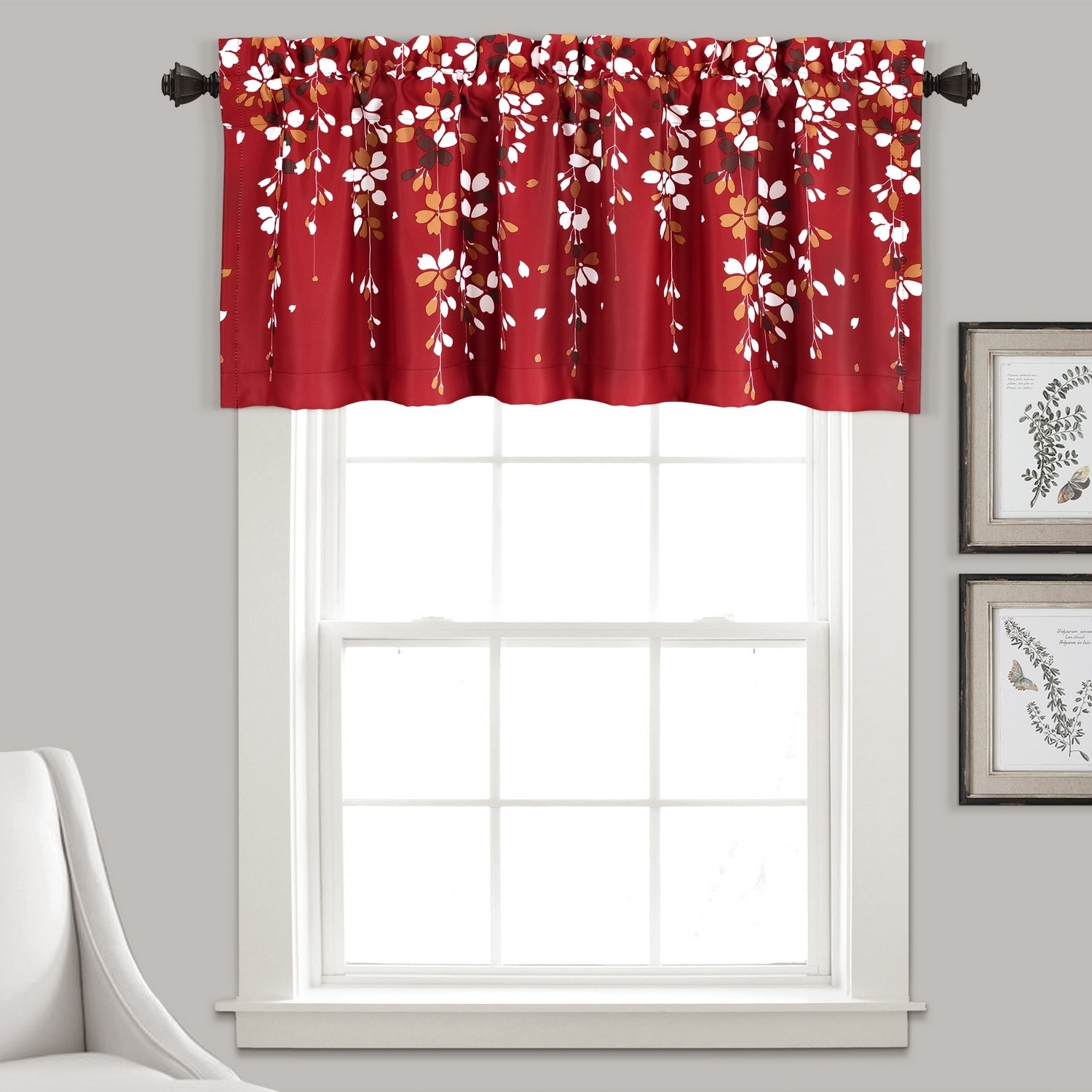 Lush Decor 16T006236 18-Inches Red Polyester Rod pocket Valance