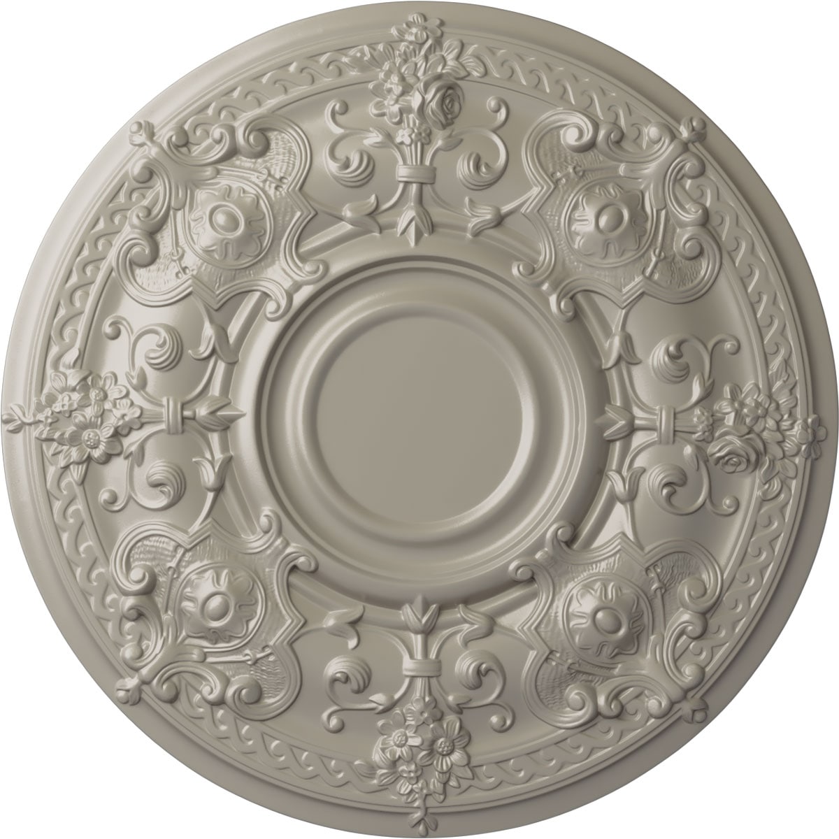 Ekena Millwork CM28OSPWS Oslo 28.125-in W x 28.125-in L Pearl White Polyurethane Ceiling Medallion