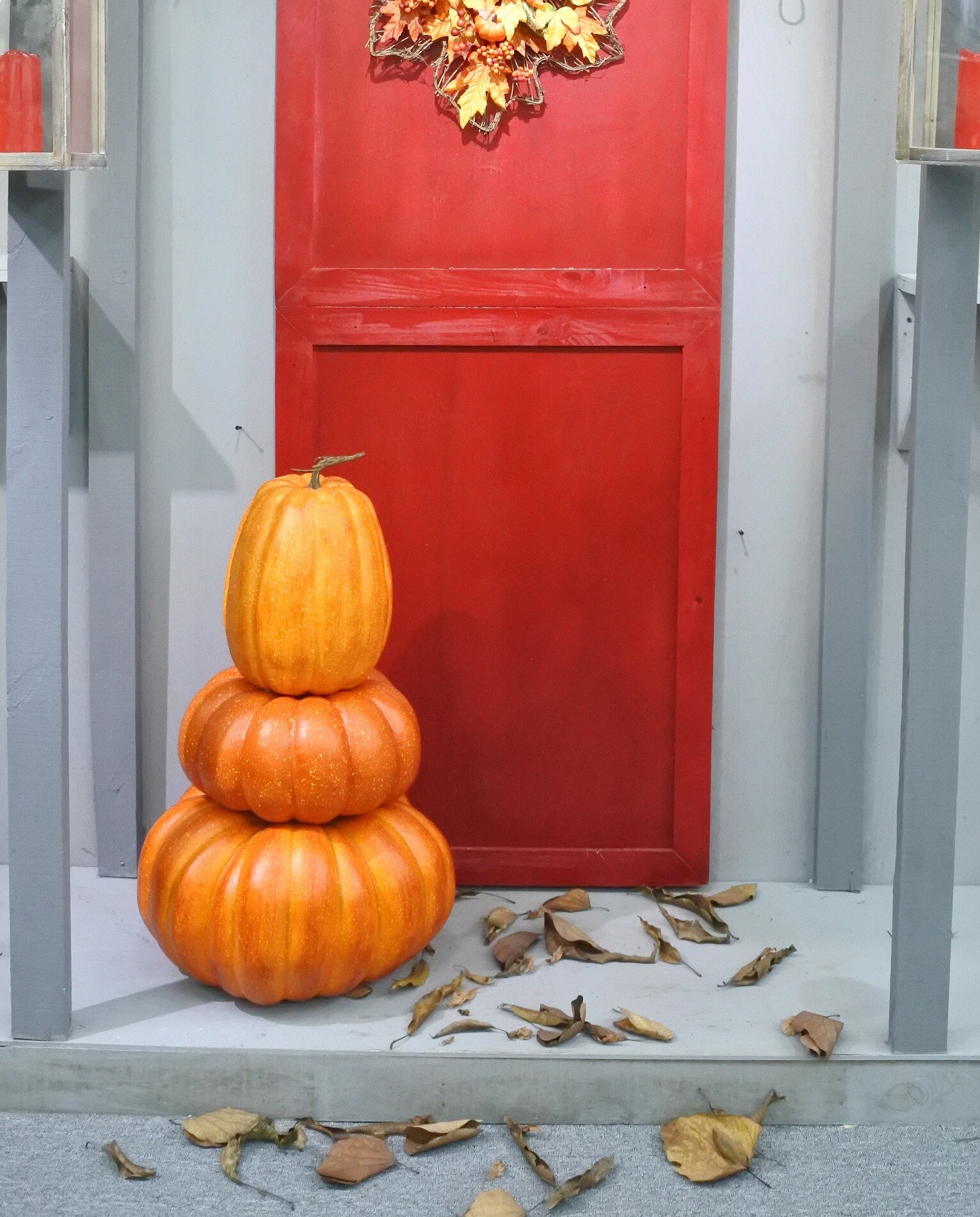 Large outlet pumpkin stacked door decor