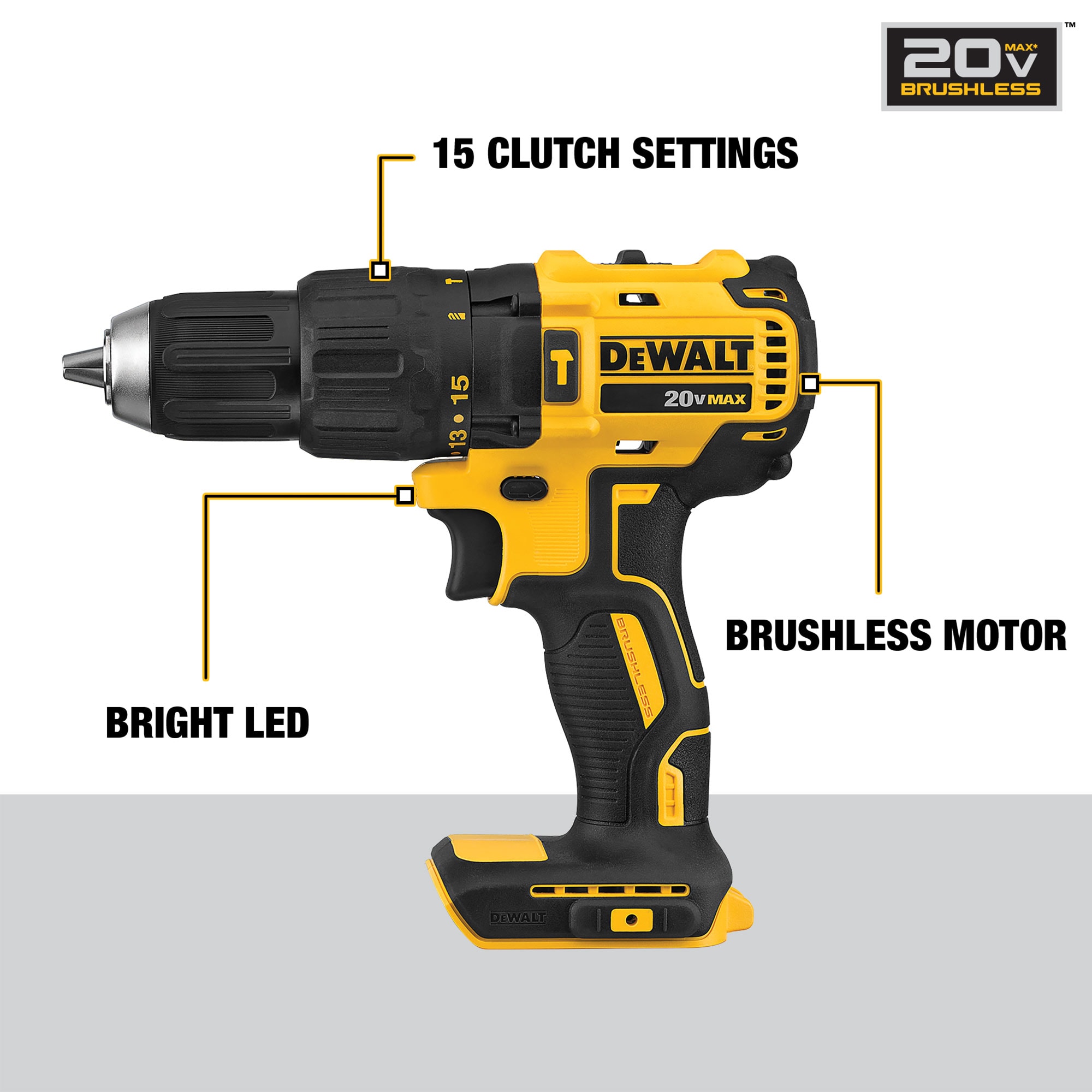 DEWALT 1/2-in 20-volt Max-Amp Variable Brushless Cordless Hammer (Bare Tool) in Hammer Drills department at Lowes.com