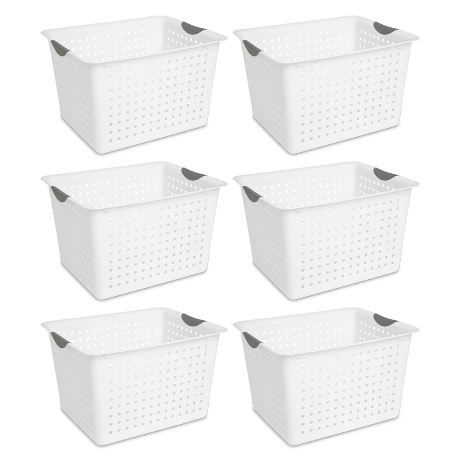 Sterilite 52647 6 -Pack ( 13.12-in W x 10-in H x 16-in D ) White - Deep Plastic Stackable Basket