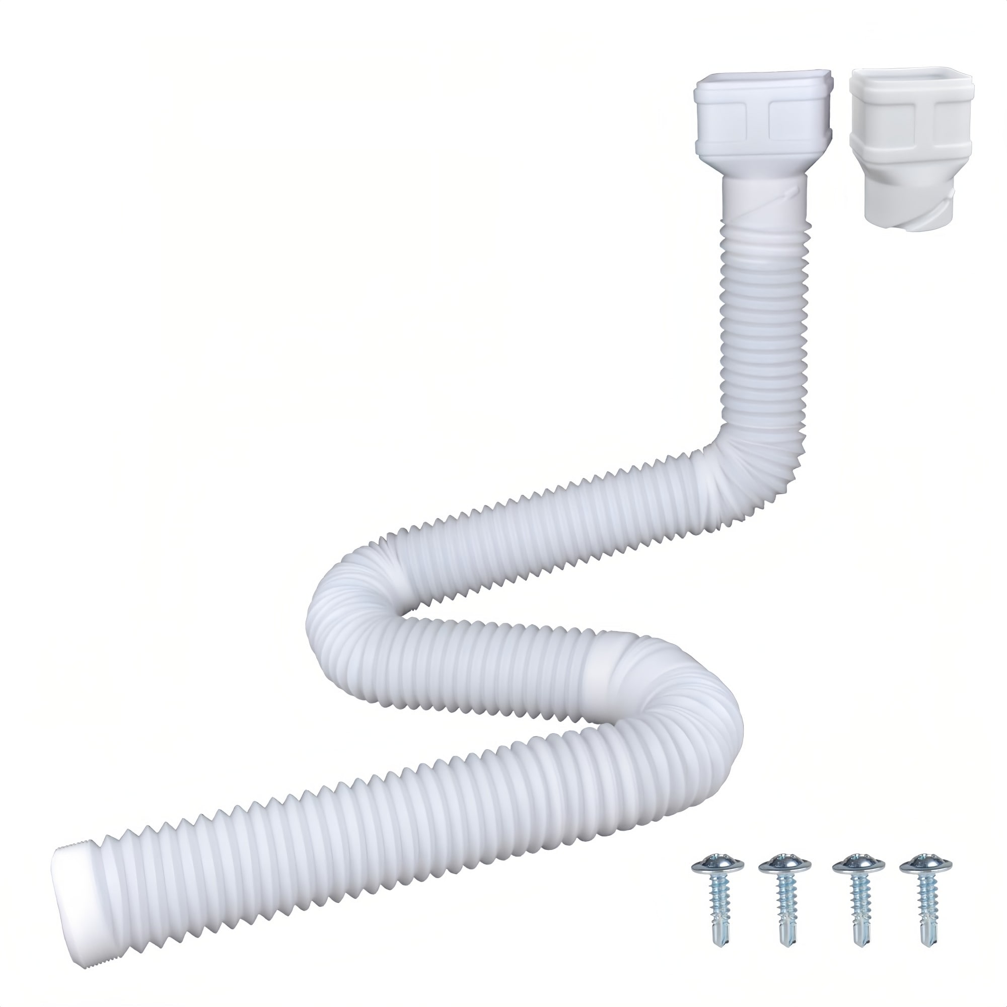 Numhew 7ft L 2-Piece Flexible White Downspout Extension Drainage Pipe for 2x3in and 3x4in Downspout