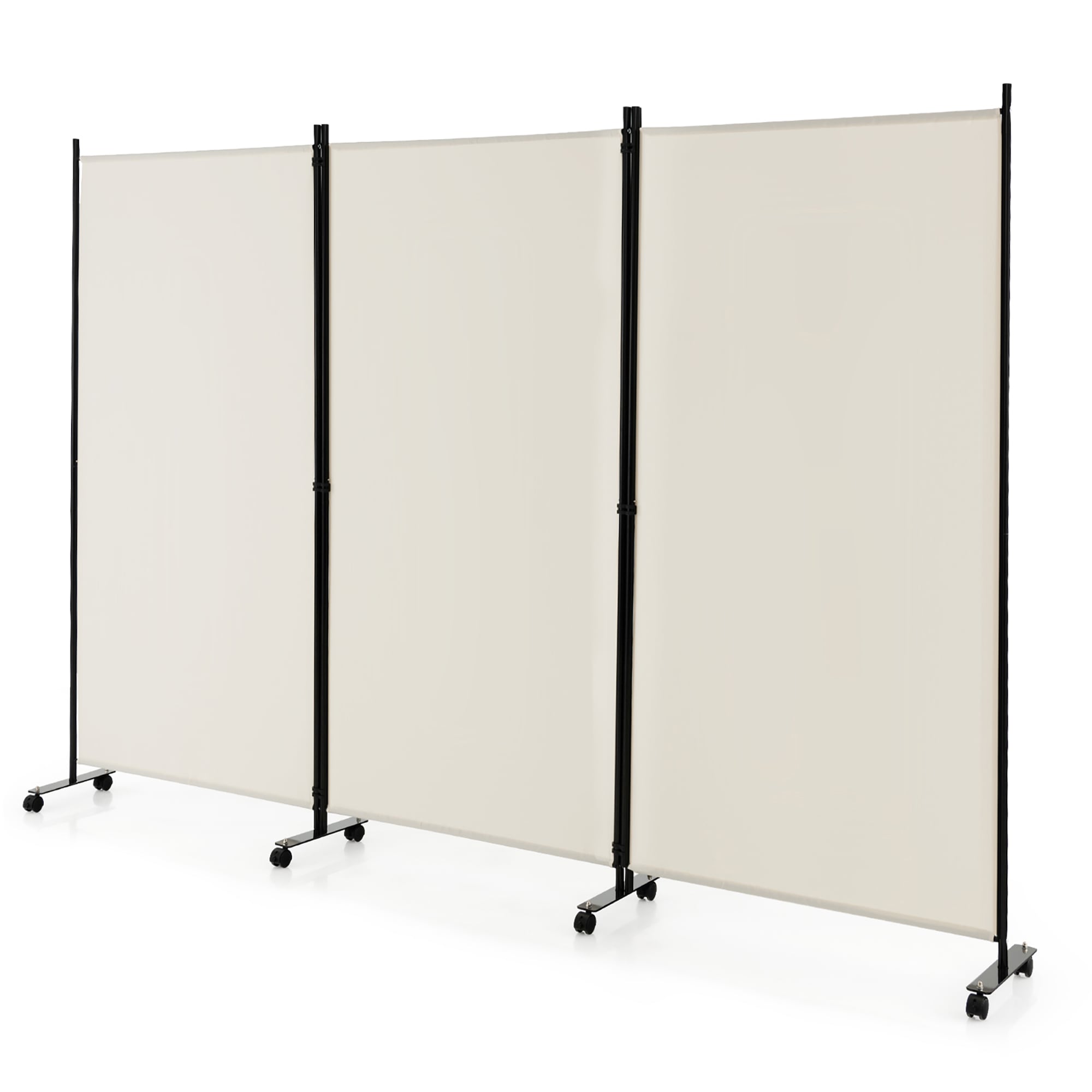 Goplus LWS00323 3 -Panel White Fabric Folding Contemporary/Modern Style Room Divider