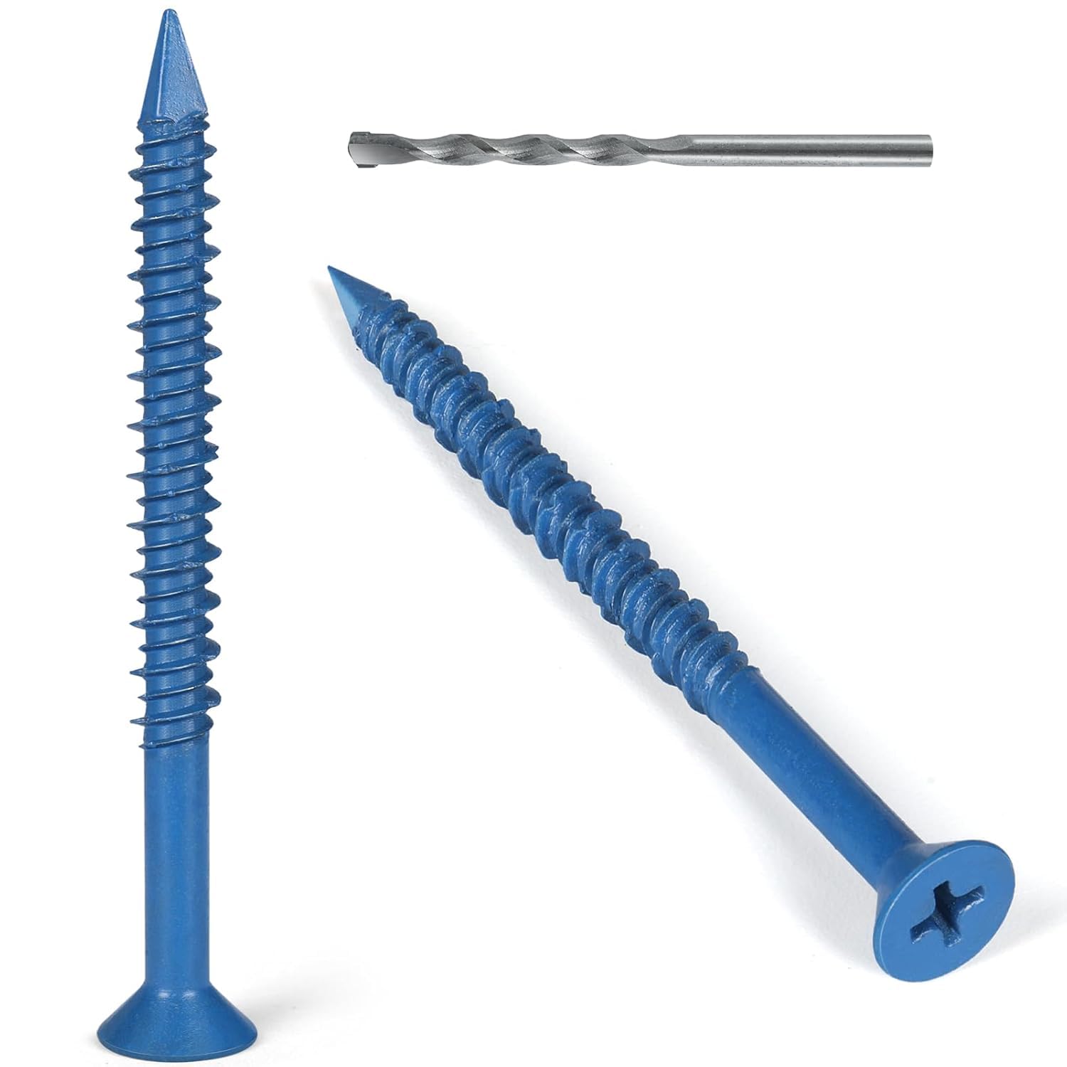SenQWFa  3/16 x 3-3/4 Inch 40 Pieces Flat Head Concrete Screws with 5/32 Inch Drill Bit for Masonry Block Brick Cement Stucco No Pre Drilling