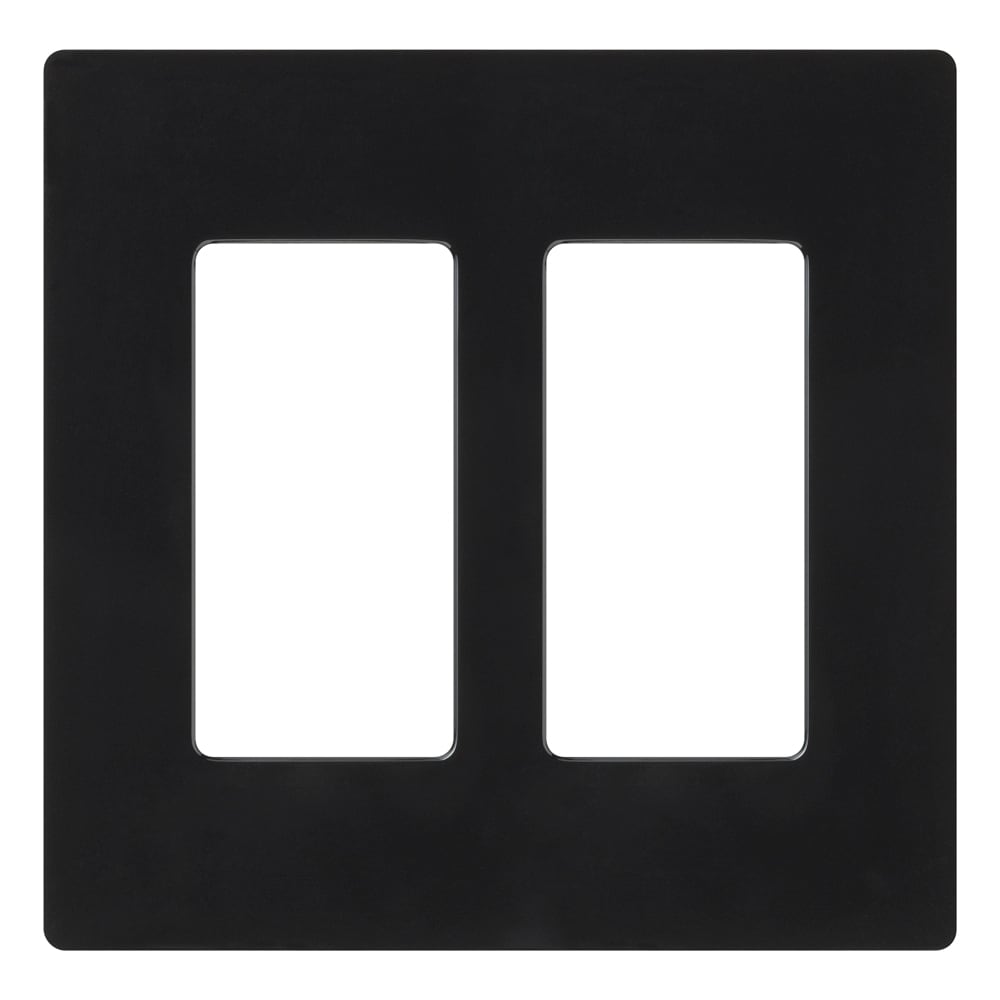 Lutron CW-2-BL Claro 2 -Gang Standard Size Black Plastic Indoor Screwless Decorator Wall Plate