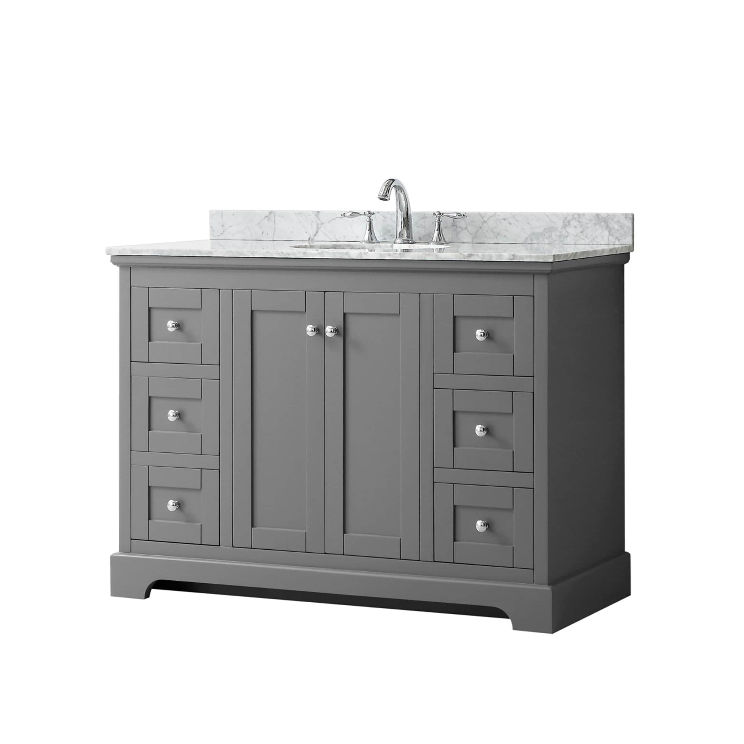 Wyndham Collection WCV232348SKGCMUNOMXX Avery 48-in Dark Gray with Polished Chrome Trim Undermount Single sink Bathroom Vanity with White Carrara Marble Natural marble Top