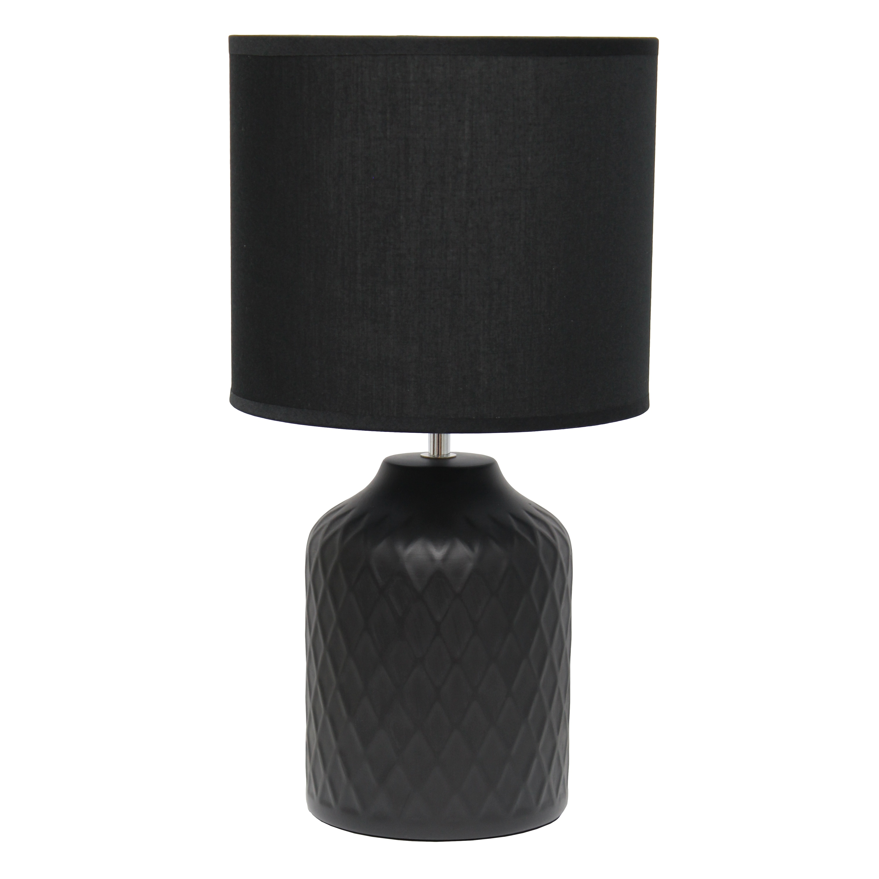 Simple Designs LT2122-BLK Touch of Chevron 17.25-in Black LED Table Lamp with Cotton Shade