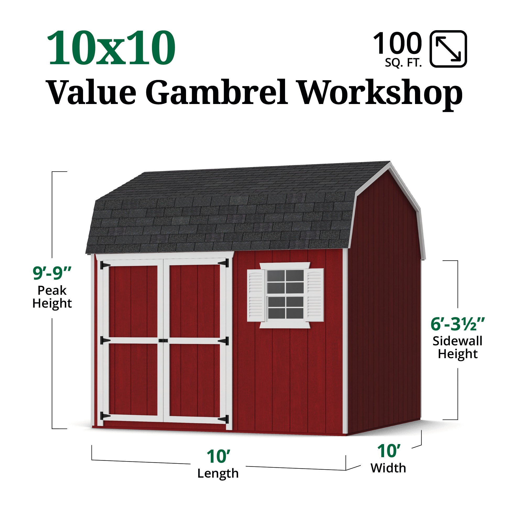 Little Cottage Co 10X10 VGB-6-WS-PC Wood-Storage-Buildings - View #3