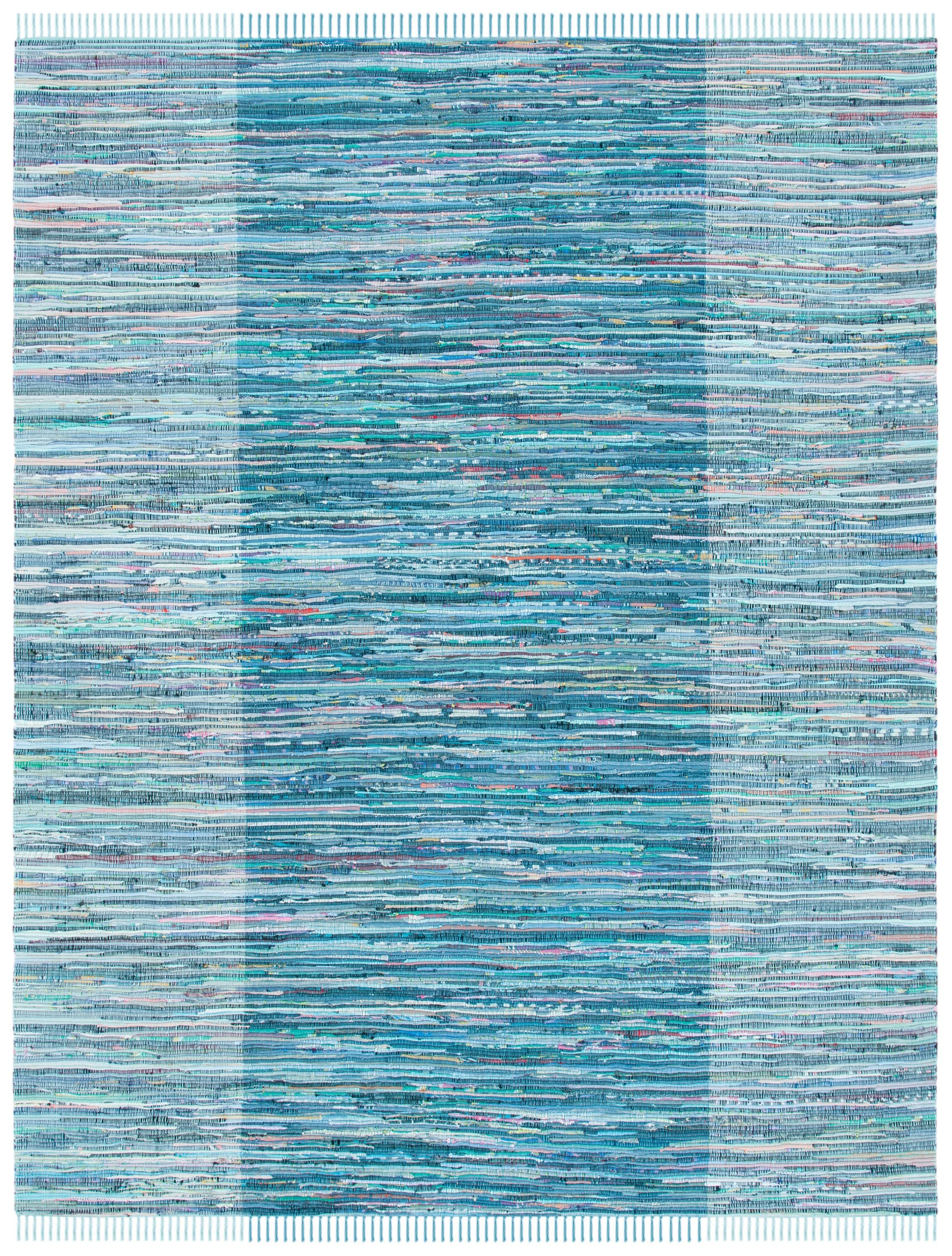 Safavieh RAR122M-9 Rag Rug Romeo 9 x 12 (ft) Cotton Light Blue/Gray Rectangular Indoor Abstract Bohemian/Eclectic Area rug